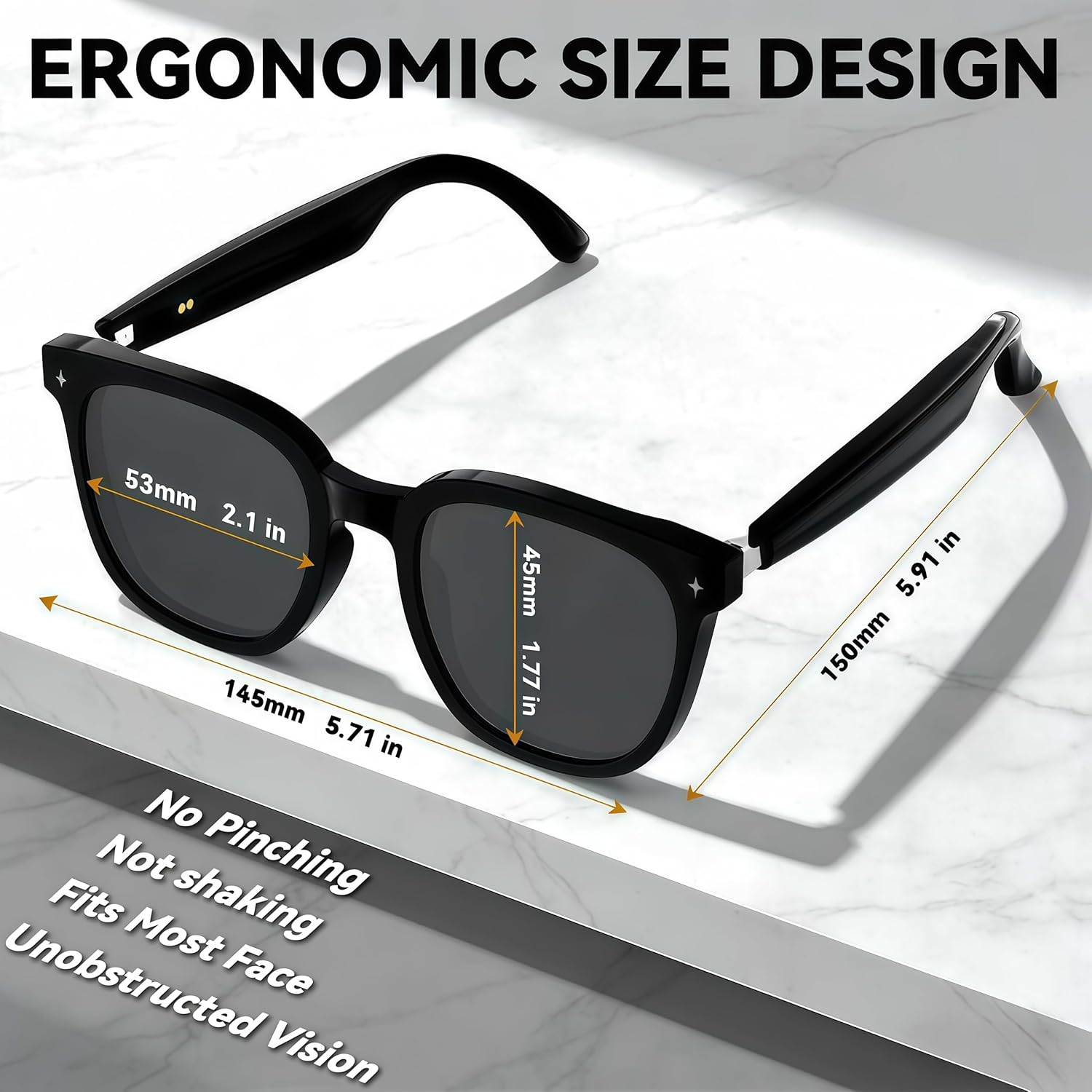 AI Smart Glasses Bluetooth Open-Ear Translation 130 Lang 9H