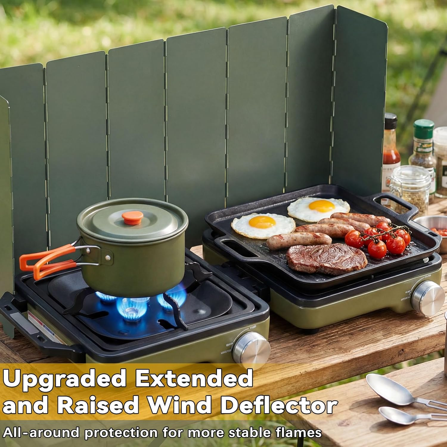 2-Burner Portable Propane Camping Stove Windshield