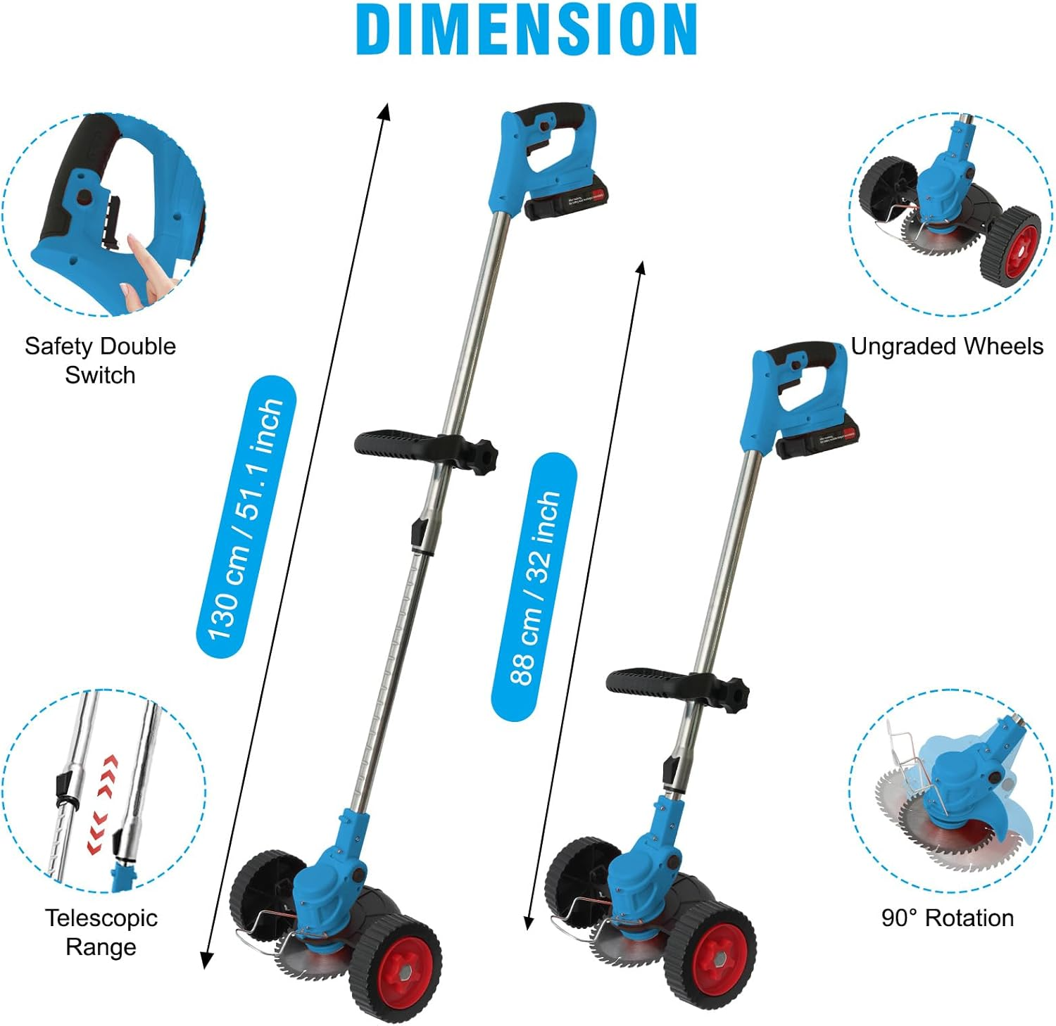 24V Cordless 3-in-1 Weed Wacker & Grass Trimmer