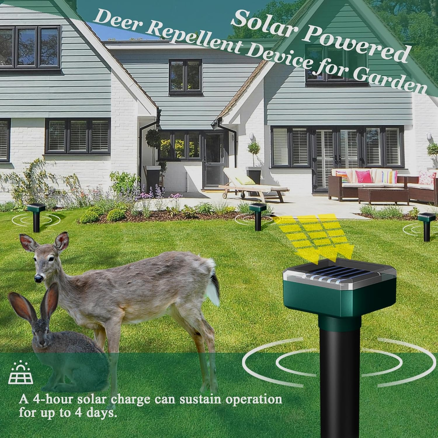 Solar Deer Repellent Devices Waterproof 4 Pack