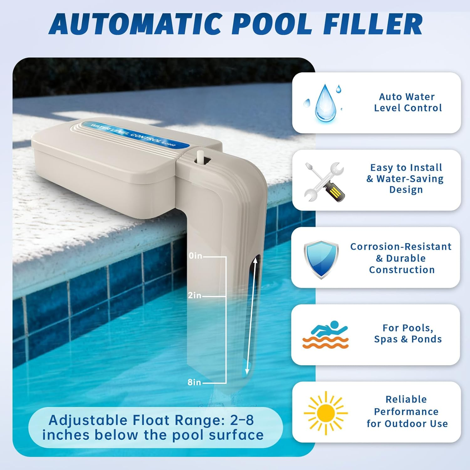 Automatic Pool Filler with Adjustable Float Valve