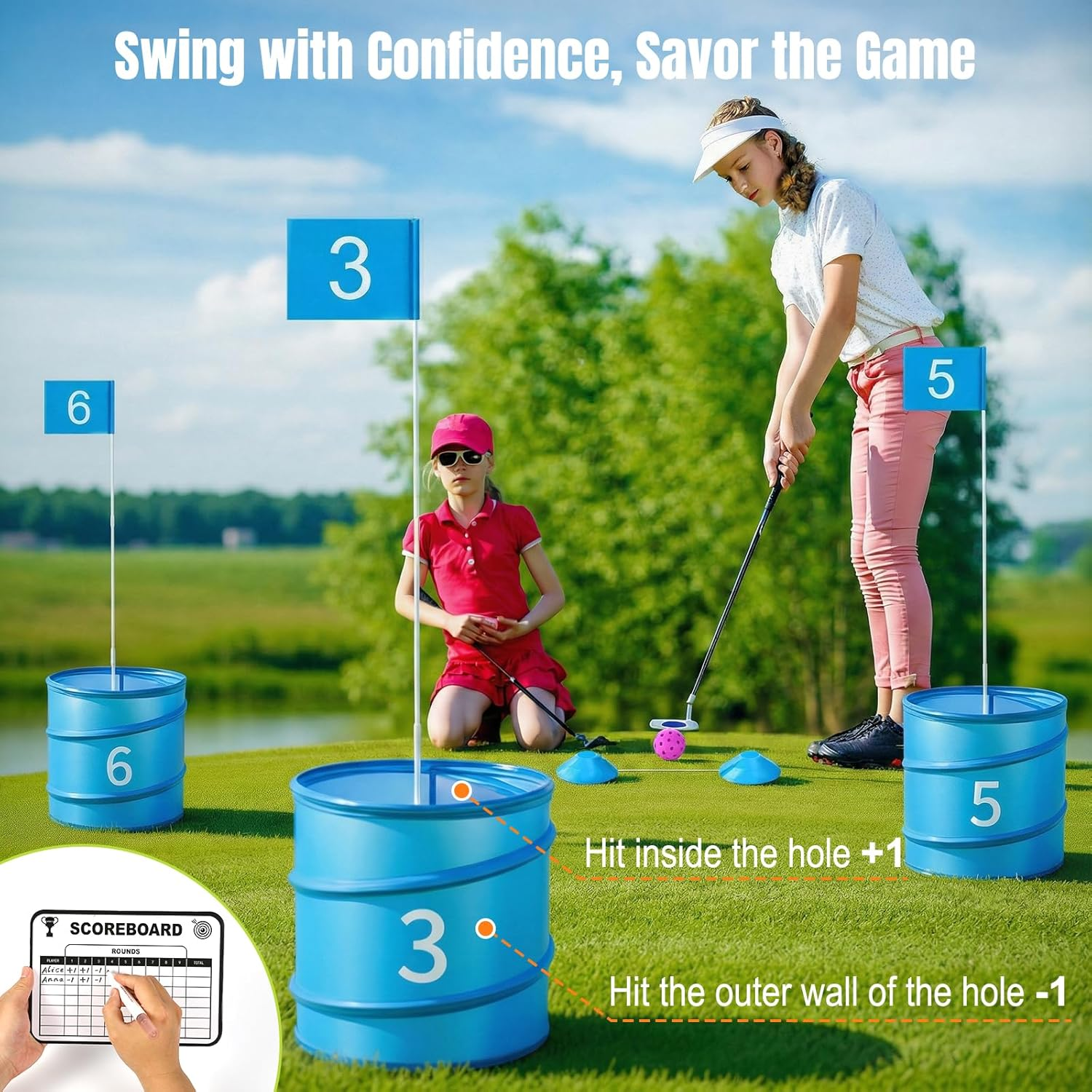 MoKo Backyard Golf Game Portable Family Set Blue