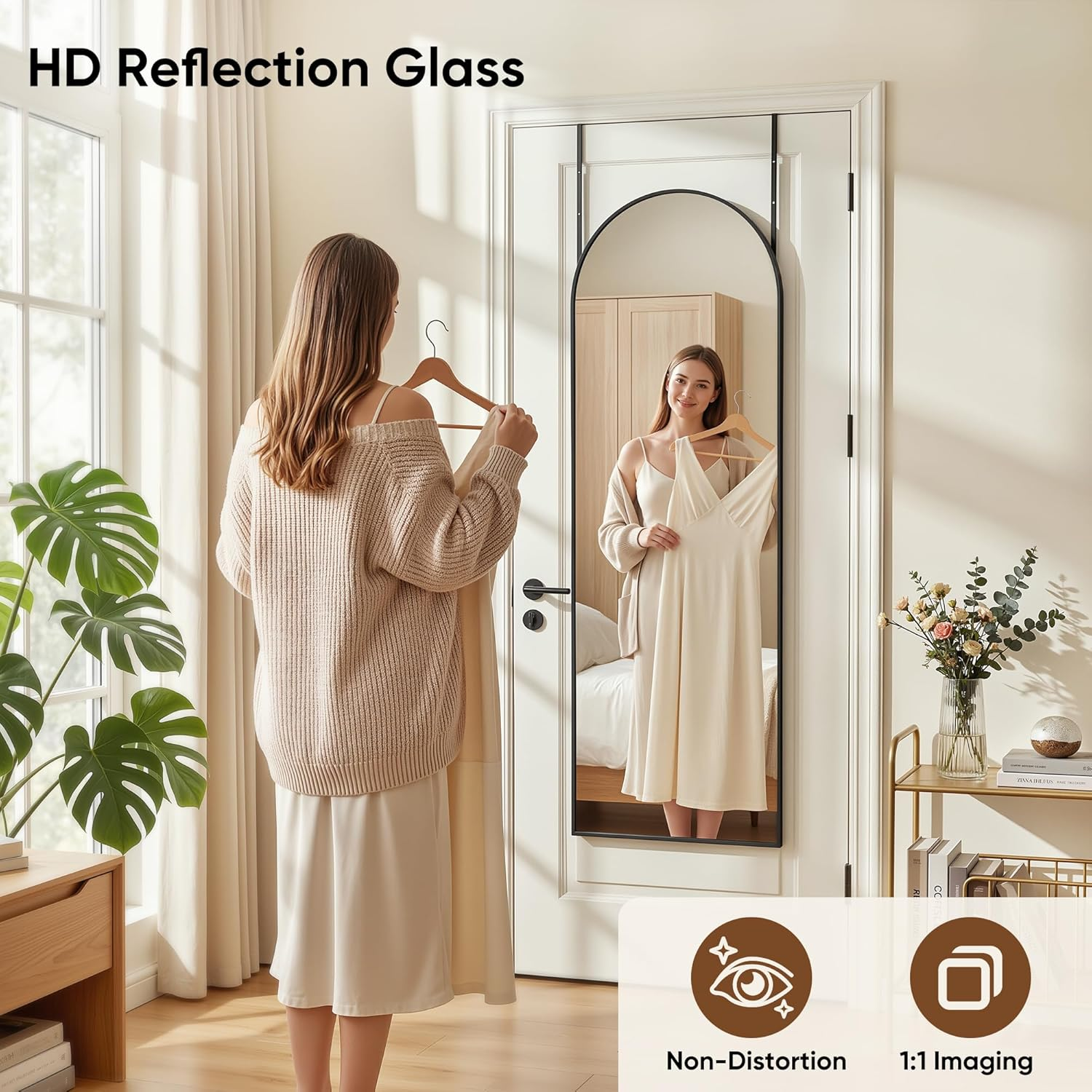 8x20 Over The Door Arched Full Length Mirror Black