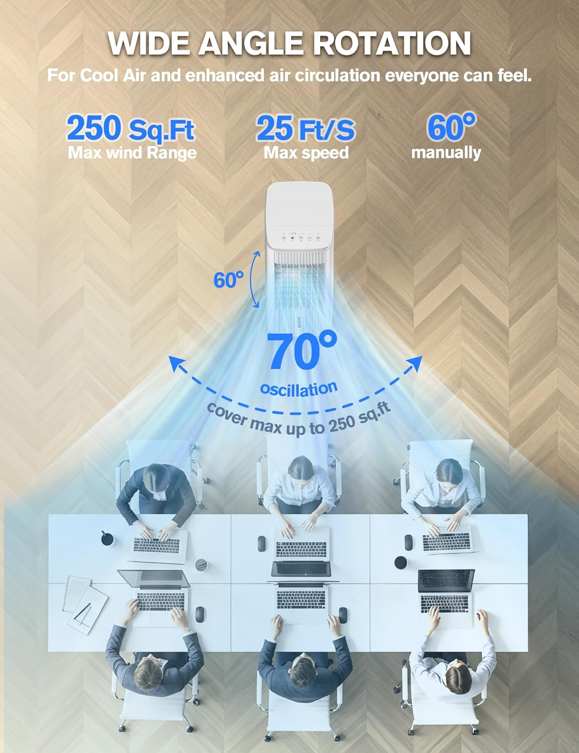 Evaporative Air Cooler 3L Tank 4 Ice Packs 70° Oscillation