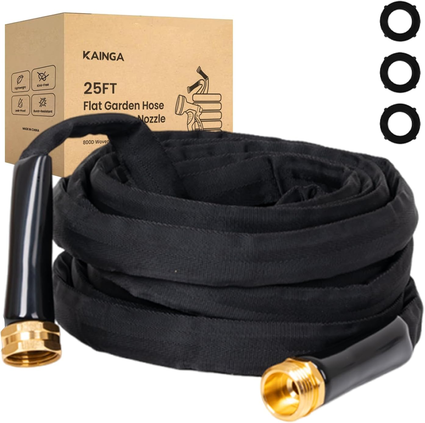 Lightweight Flat Garden Hose 25 FT Kink Free 800D