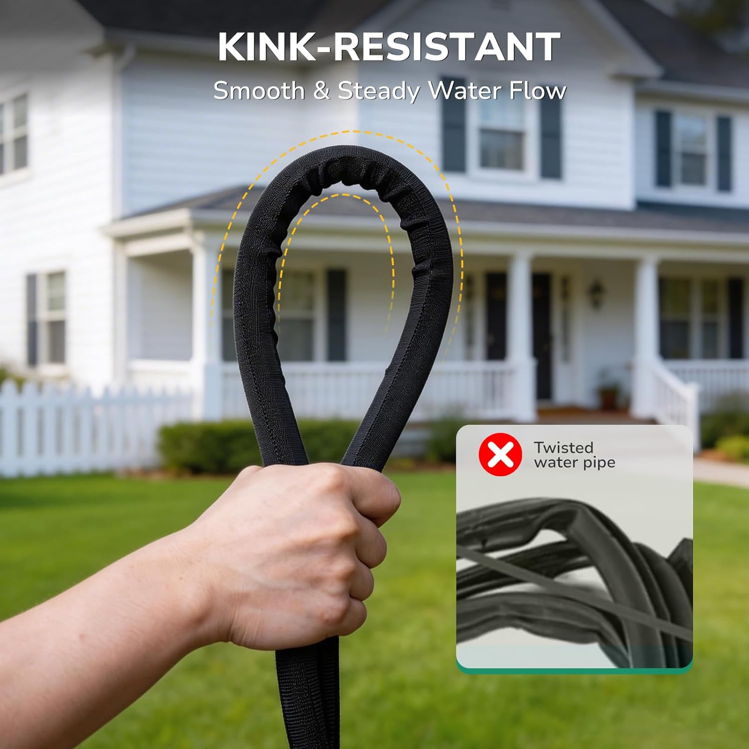Lightweight Flat Garden Hose 25 FT Kink Free 800D