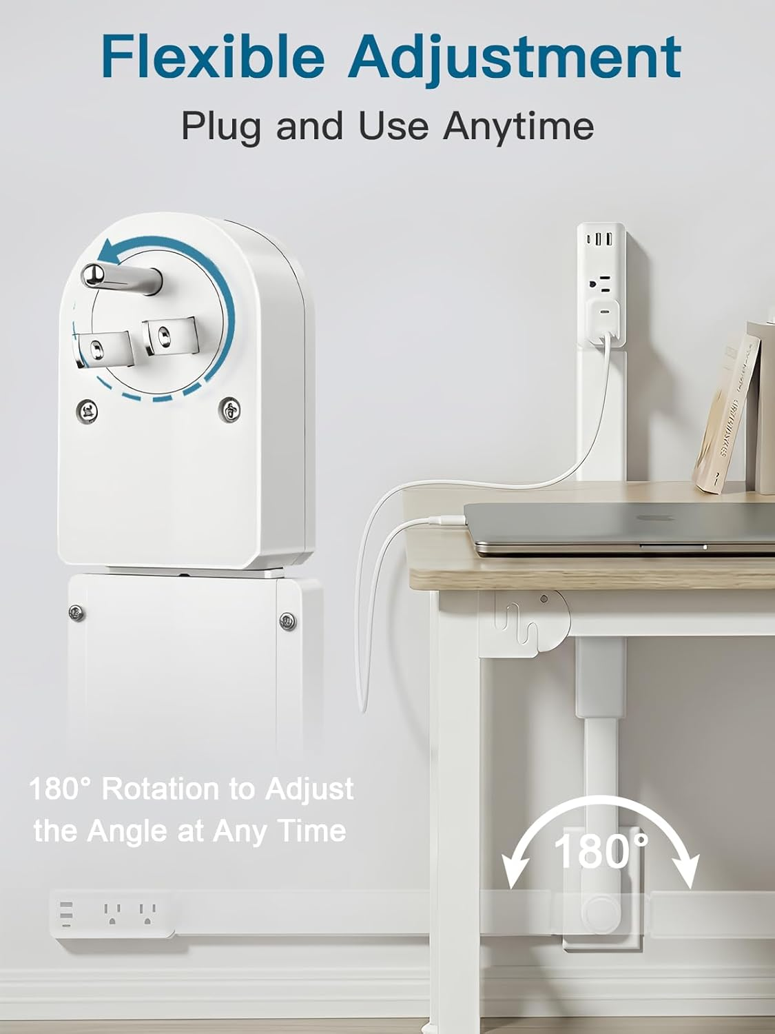 Electrical Outlet Extender 2 USB-A 1 USB-C 2 AC 22-34in