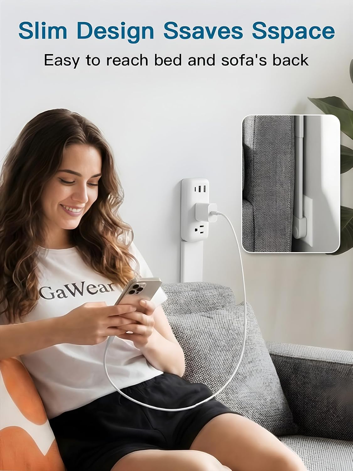 Electrical Outlet Extender 2 USB-A 1 USB-C 2 AC 22-34in