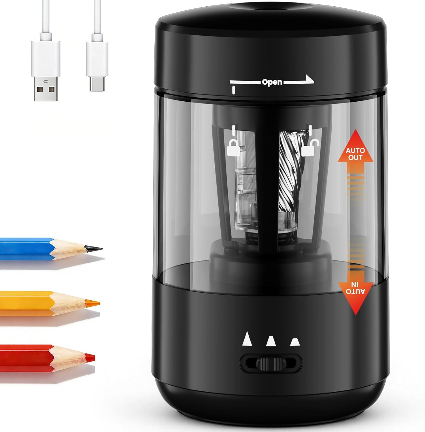 Electric Pencil Sharpener Auto In & Out USB-C Rechargeable