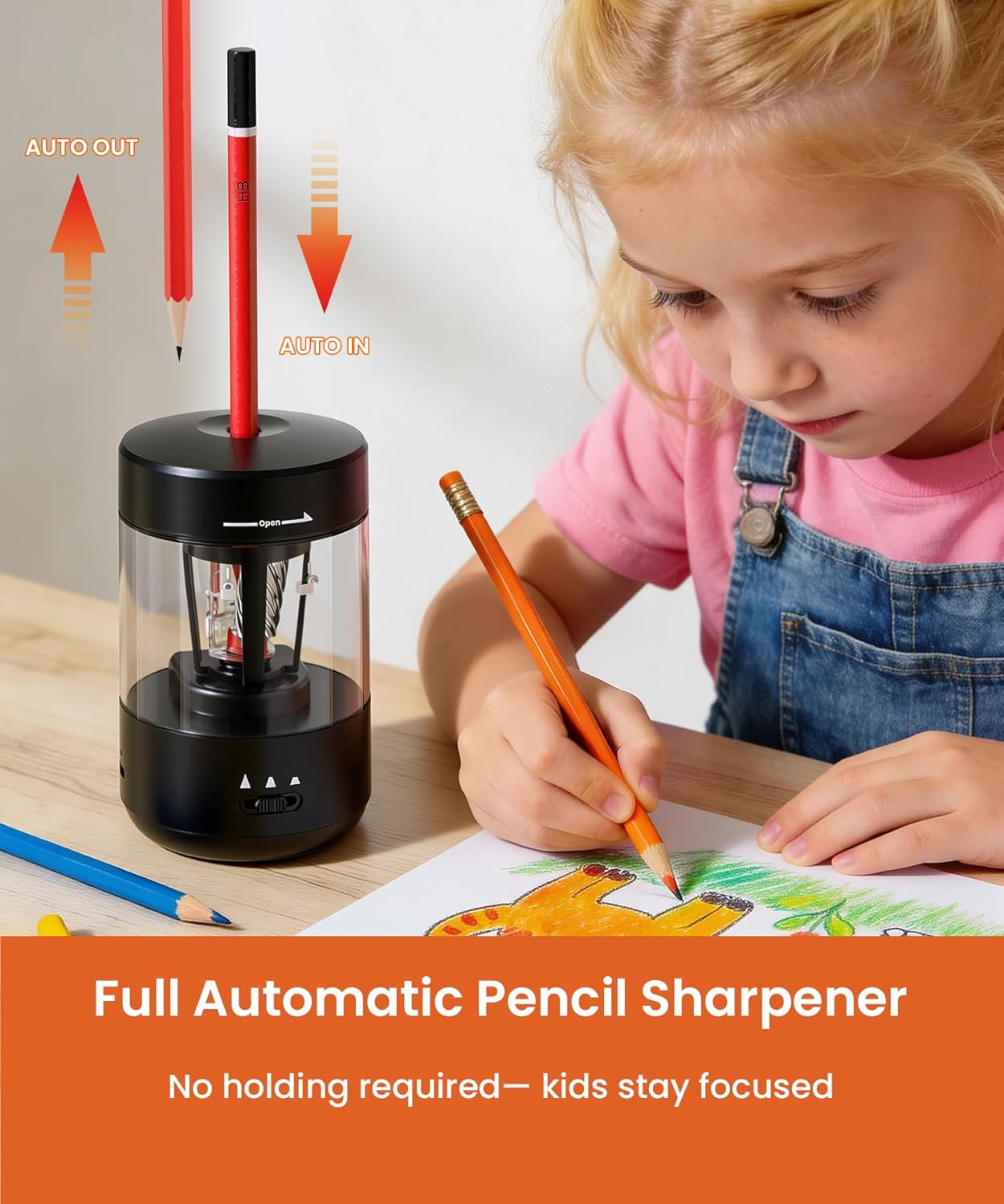 Electric Pencil Sharpener Auto In & Out USB-C Rechargeable