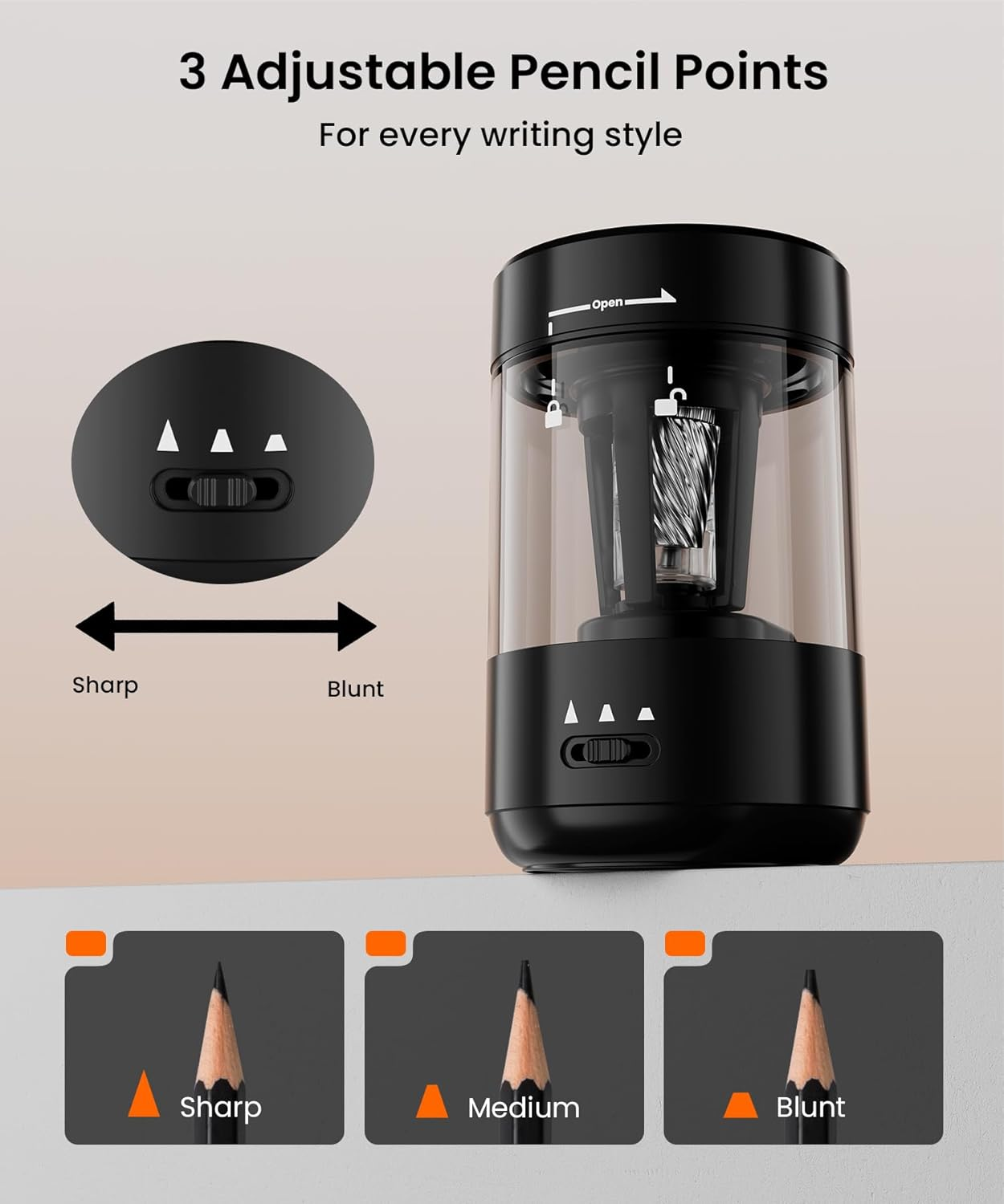 Electric Pencil Sharpener Auto In & Out USB-C Rechargeable