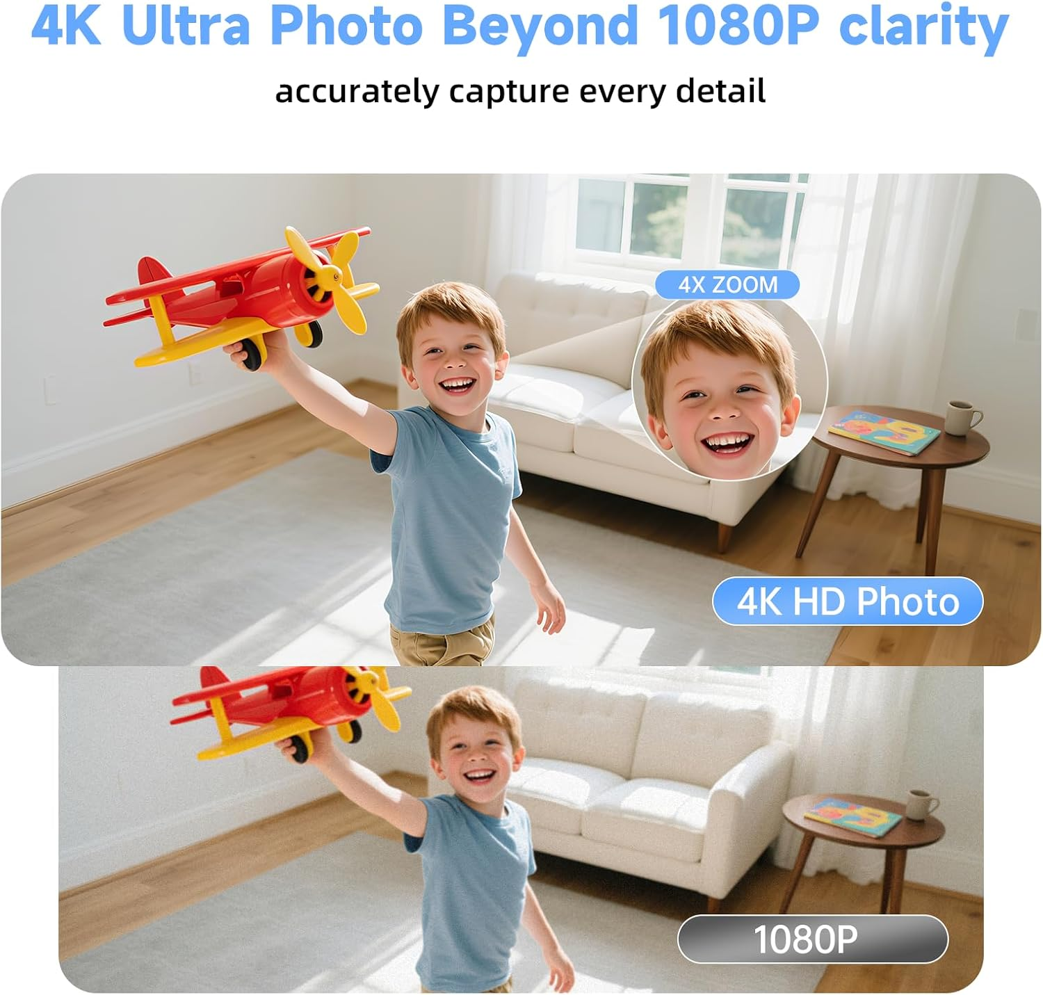 AXB 4K Window Security Camera Dual-Light Color Night Vision