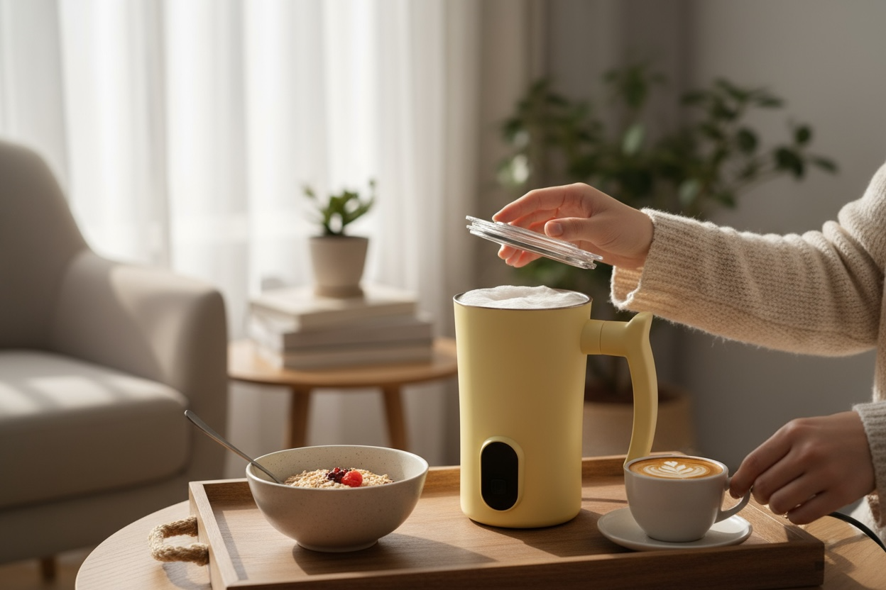 Electric Milk Frother - Handheld Foam Maker for Latte Art & Cappuccinos