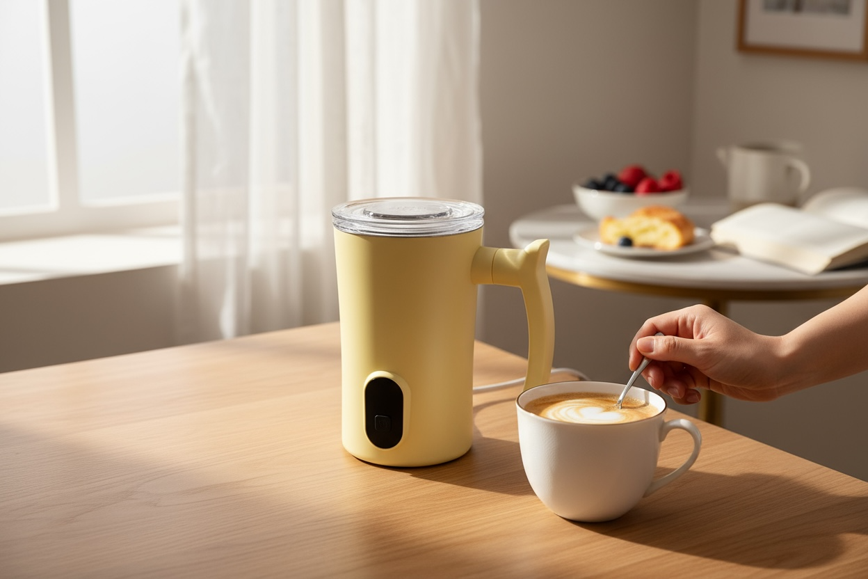 Electric Milk Frother - Handheld Foam Maker for Latte Art & Cappuccinos
