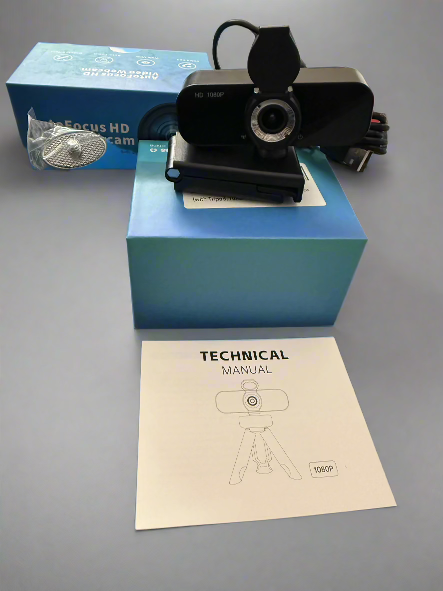 Full HD Webcam with Built-in Microphone and Rotable Tripod