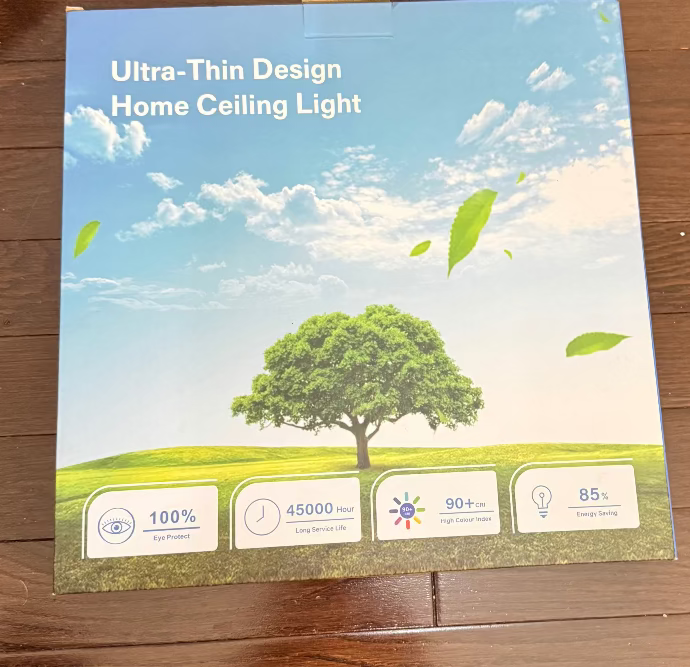 11.8-inch Black LED Flush Mount Ceiling Light - Dimmable 5 Color Temperature