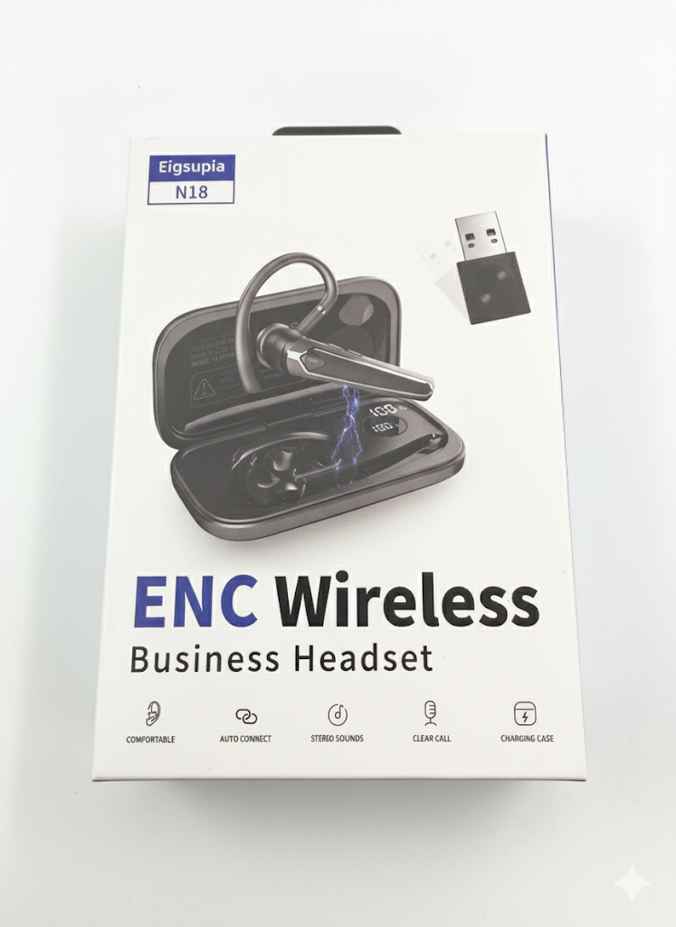 ENC Wireless Business Headset – Model N18 Wireless Headsets - Bluetooth Earbuds for Calls and Music