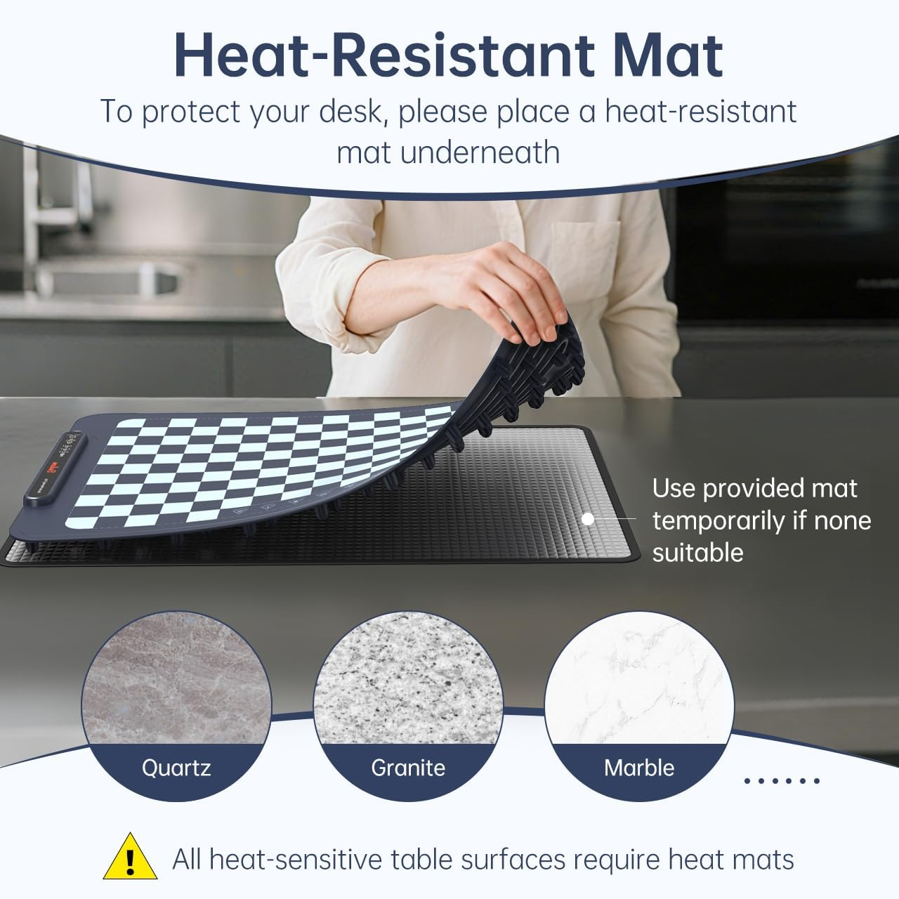Mat for Food - Electric Warming Tray with 3 Temperature Levels & Auto Shut-Off