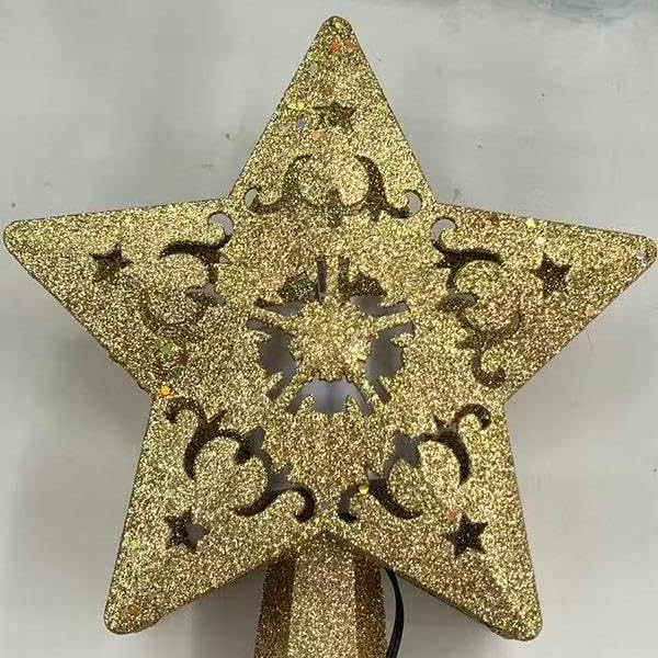 Christmas Tree Topper Lighted with Built-in LED Rotating Star Projector