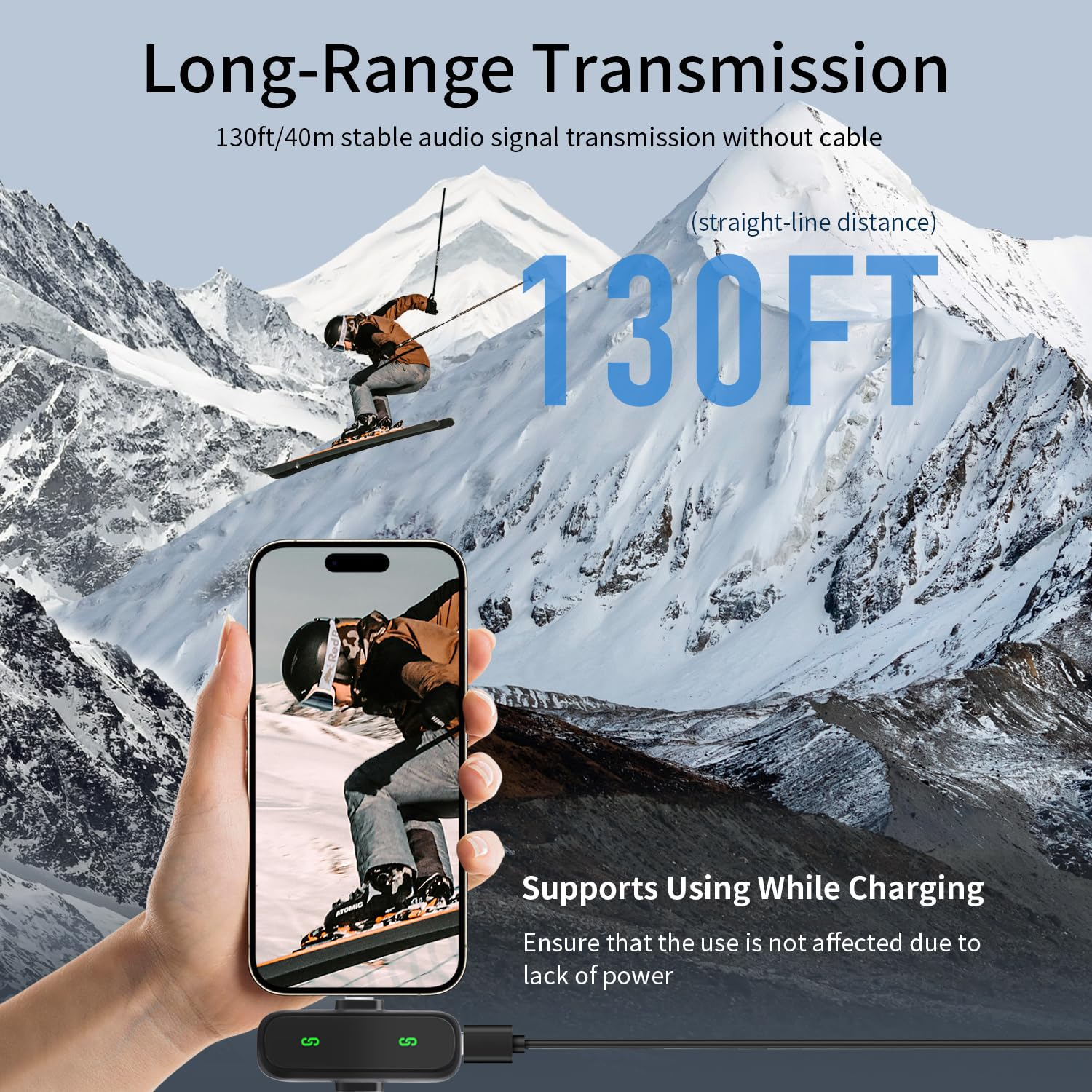 Wireless Microphone 2-Pack for iPhone 15/16 iPad Android - USB-C Lapel Mic with Noise Reduction