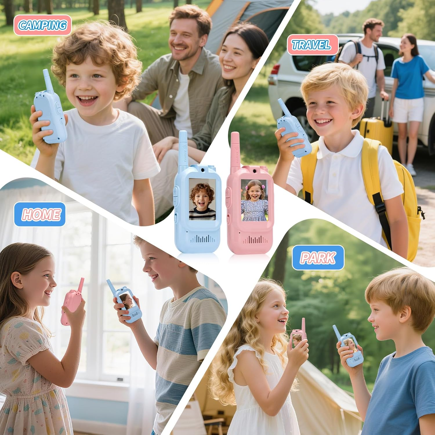 Kids Video Walkie Talkies with Camera - 150M Range, USB-C Charging, Wireless Intercom for Outdoor Play