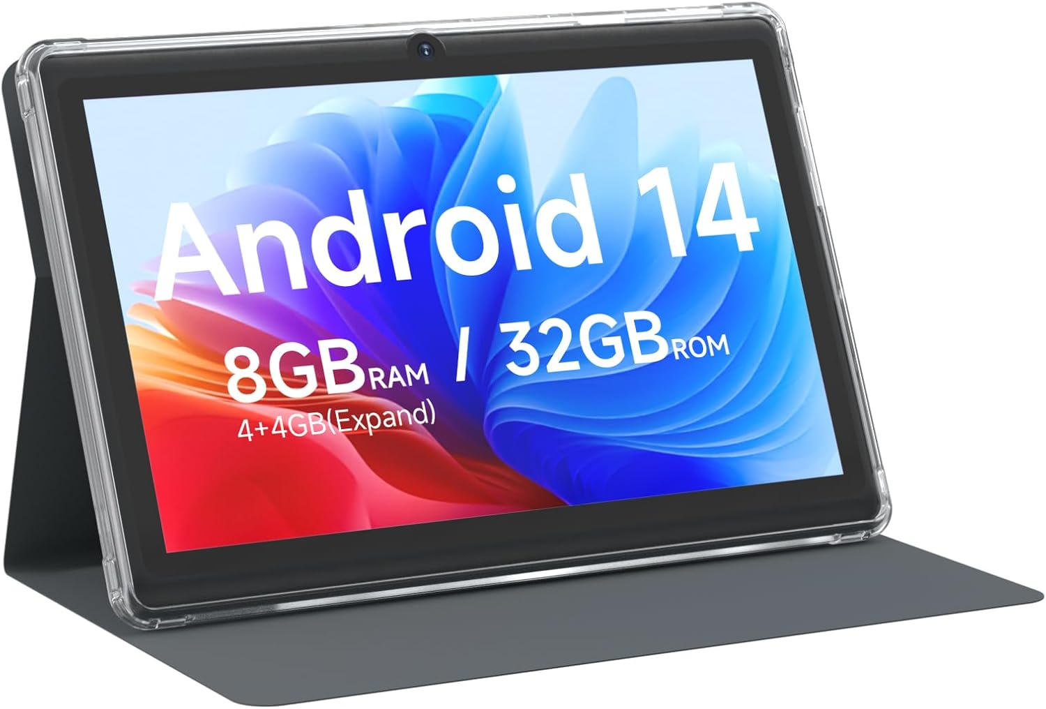 Android 14 Tablet 7 Inch with Case - 8GB RAM 32GB ROM 1TB Expand, Quad-Core, IPS Display, Dual Camera