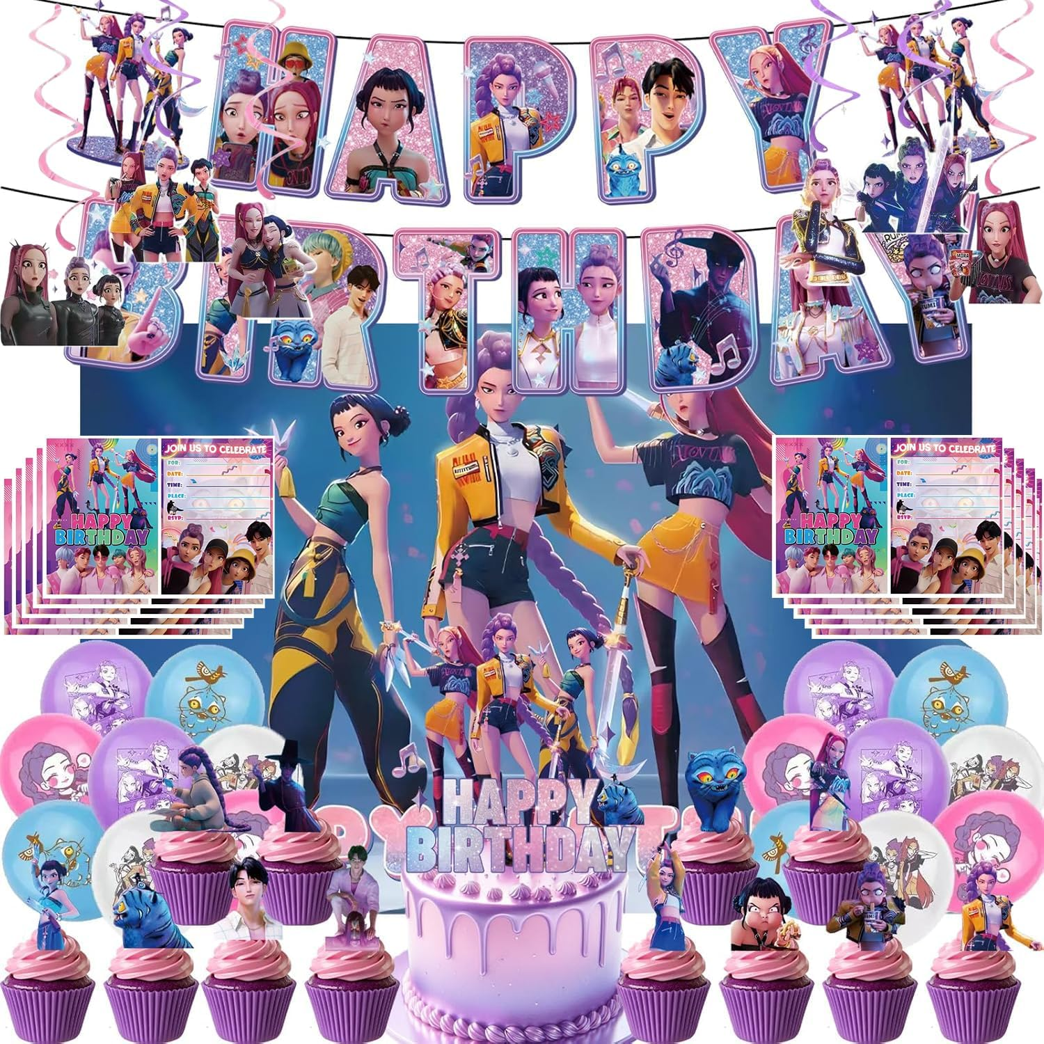 Movie Theme Birthday Party Decorations Set - Complete Supplies with Banner, Backdrop, Balloons & Cake Toppers for Boys & Girls