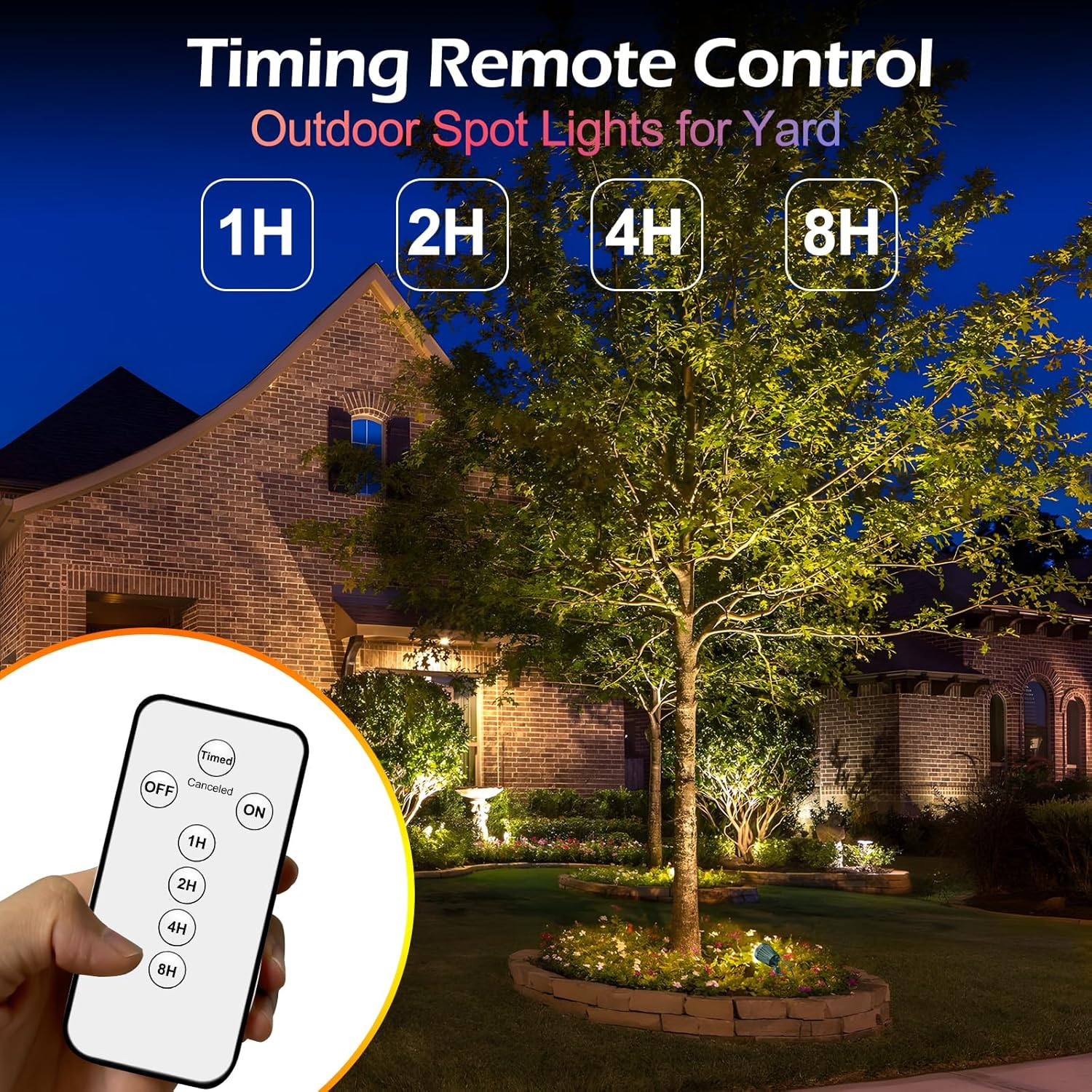 Christmas Spotlights Outdoor,120V Plug-in Halloween Spot Lights with Timer Remote Control,6000K Landscape Lighting with 5 Color Lenses