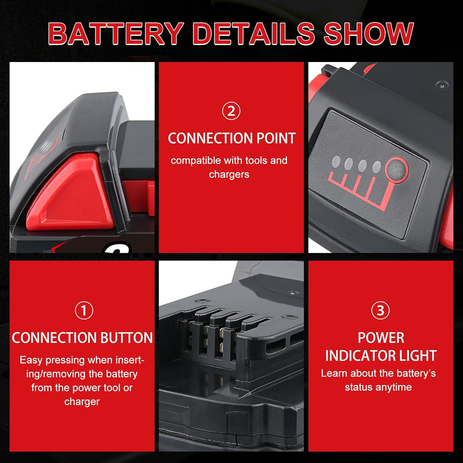 3000mAh Milwaukee 18V Battery Replacement - Compatible with 48-11-1840, 48-11-1850, 48-11-1820, 48-11-1828, 48-11-1860 Lithium Ion Power Tool Battery