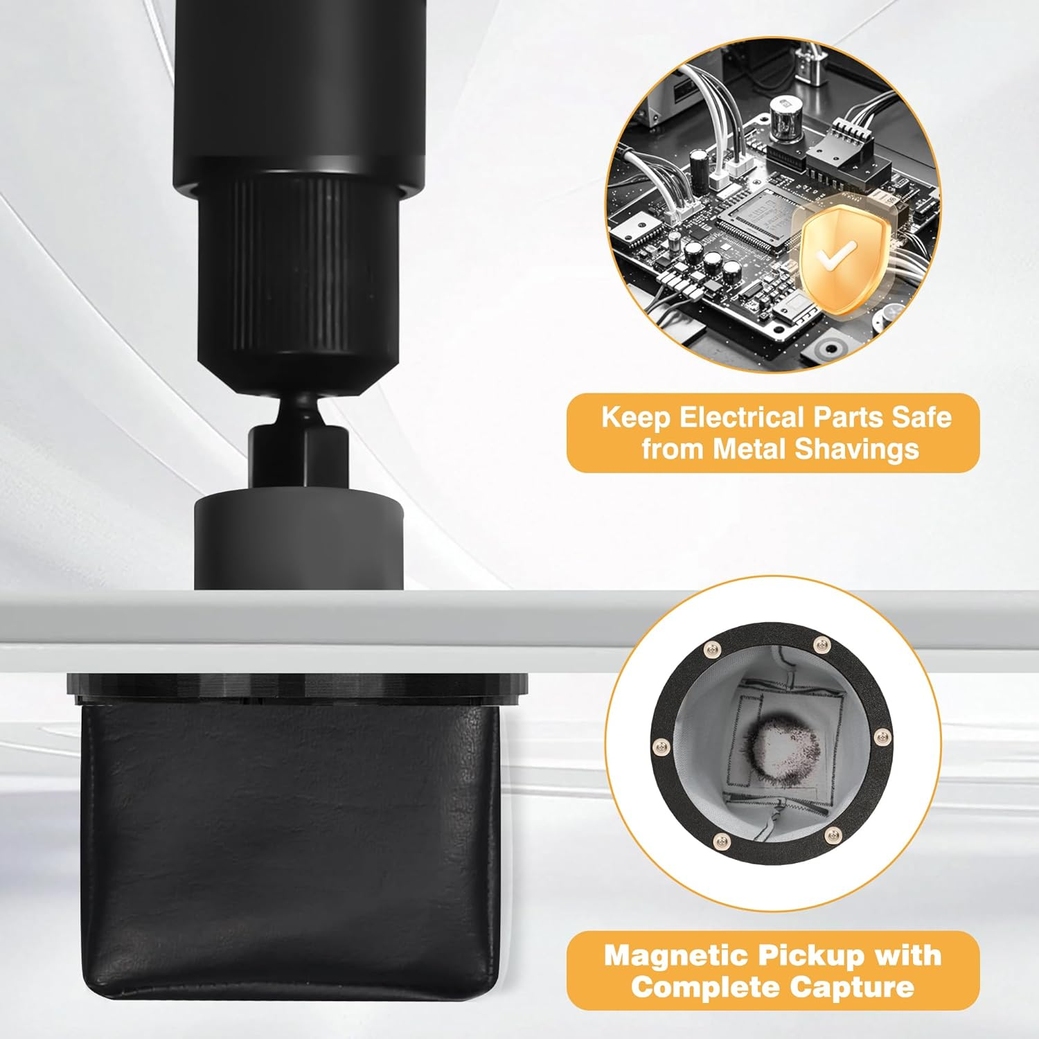 Magnetic Drilling Catcher Bag for Electrical Panels - Strong Metal Shaving Collector for Carbide Panel Hole Saws, Ferrous Debris Cleanup Tool