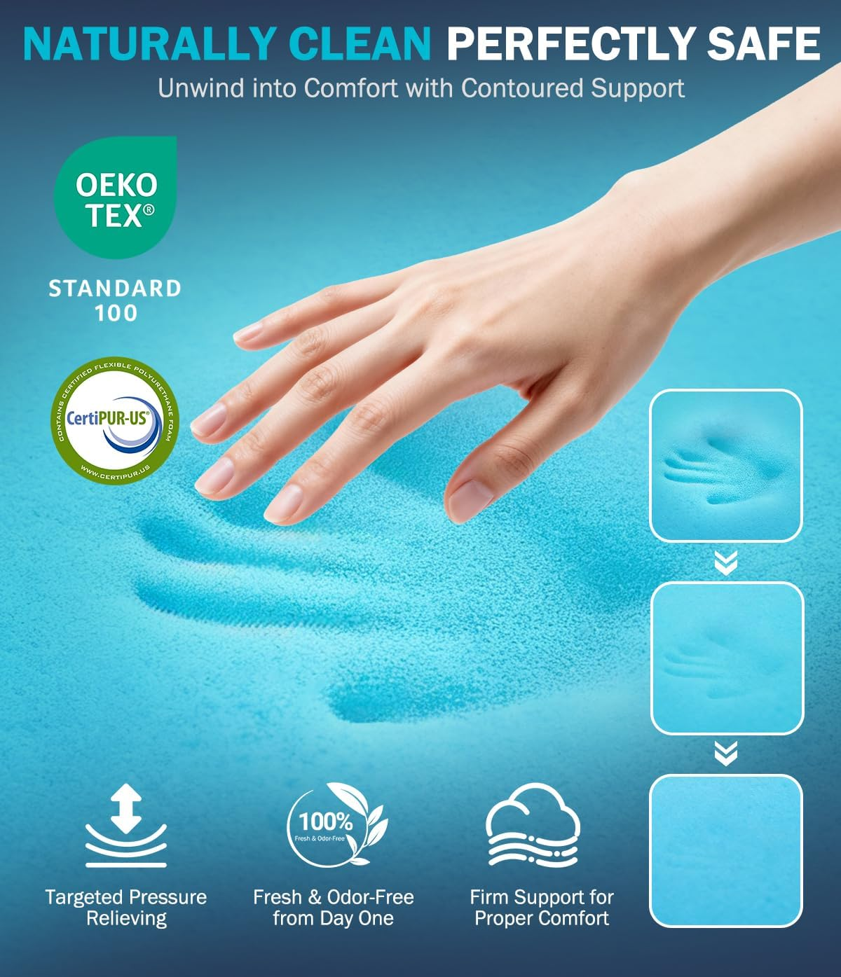 4 Inch Dual Layer Memory Foam Mattress Topper Twin Size - 2" Cooling Gel Memory Foam + 2" Plush Pillow Top | CertiPUR-US Certified Mattress Pad