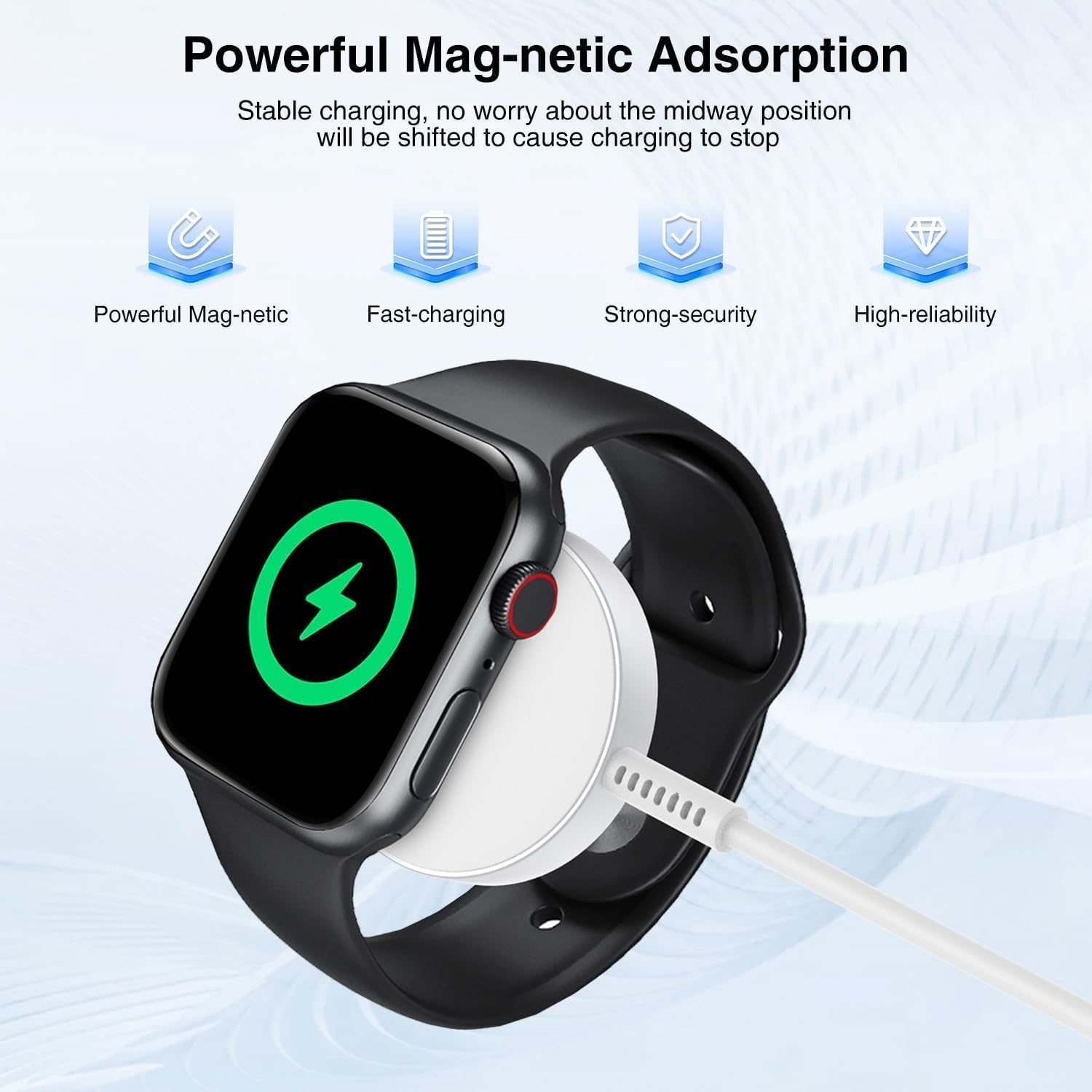 Fast Charging USB-C Cable for Apple Watch - 1M Charger Compatible with iWatch Series 11, 10, 9, 8, 7, 6, 5, 4, SE & Ultra | Durable Magnetic Charging Accessory