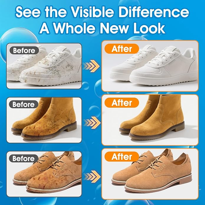 Suede & Nubuck Shoe Cleaner Kit - Professional No-Rinse Foam with Brush & Microfiber Towel | Restores Sneakers, Boots & Leather Footwear