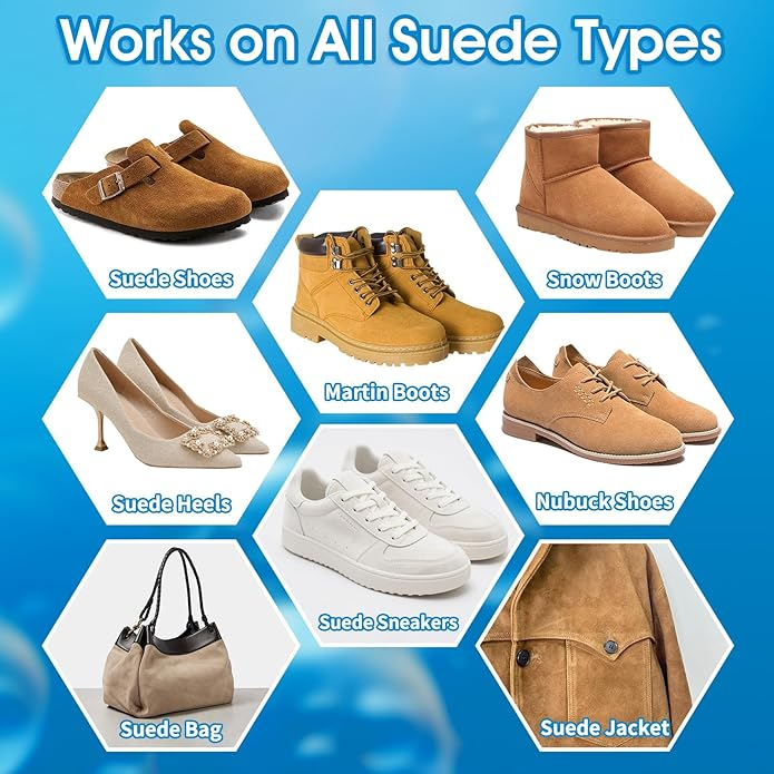 Suede & Nubuck Shoe Cleaner Kit - Professional No-Rinse Foam with Brush & Microfiber Towel | Restores Sneakers, Boots & Leather Footwear