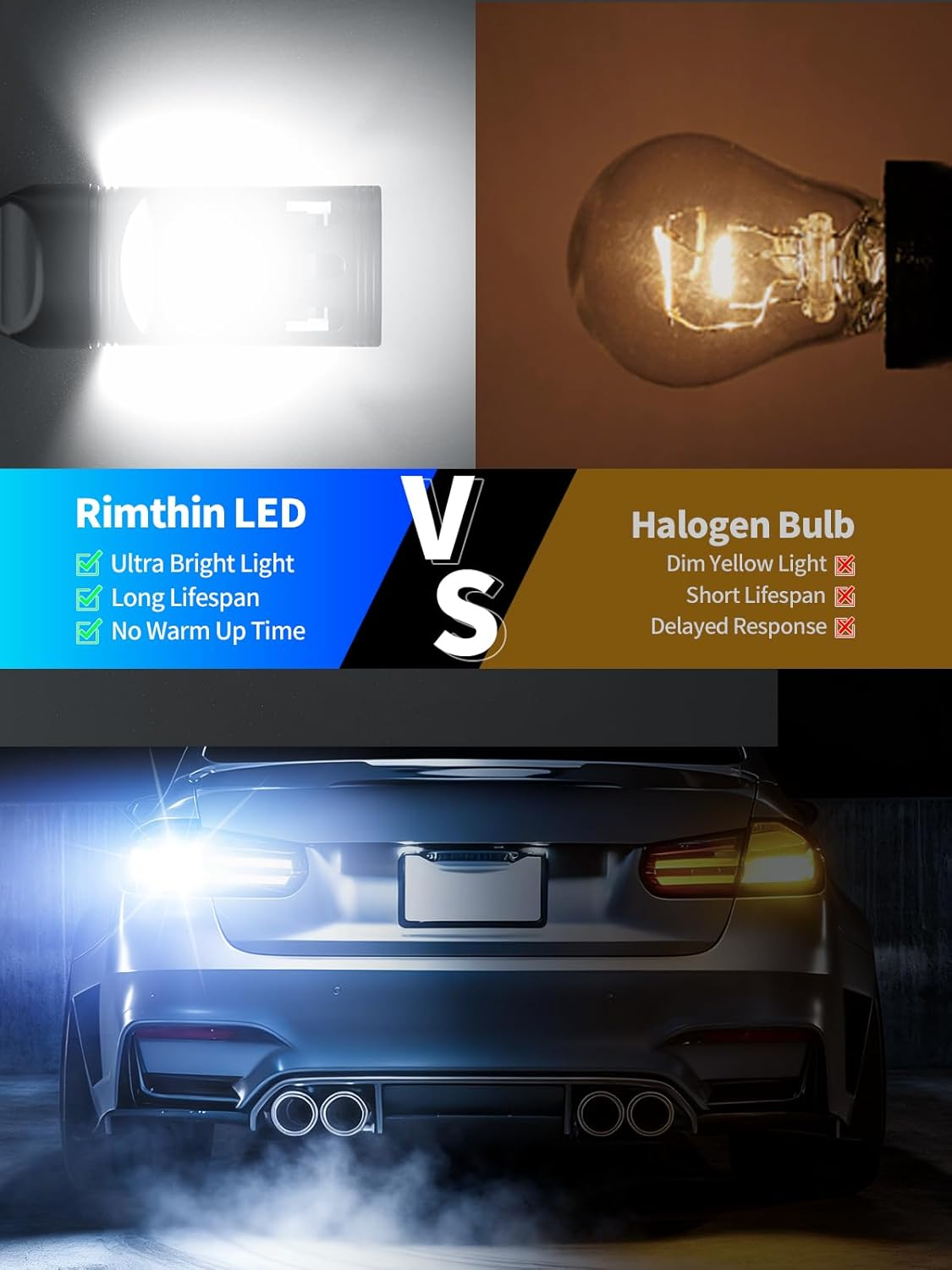 7440 LED Bulbs 2-Pack - 7443 7441 7444 992 W21W Super Bright White for Brake, Turn Signal, Reverse & DRL | Multi-Function Automotive Lighting