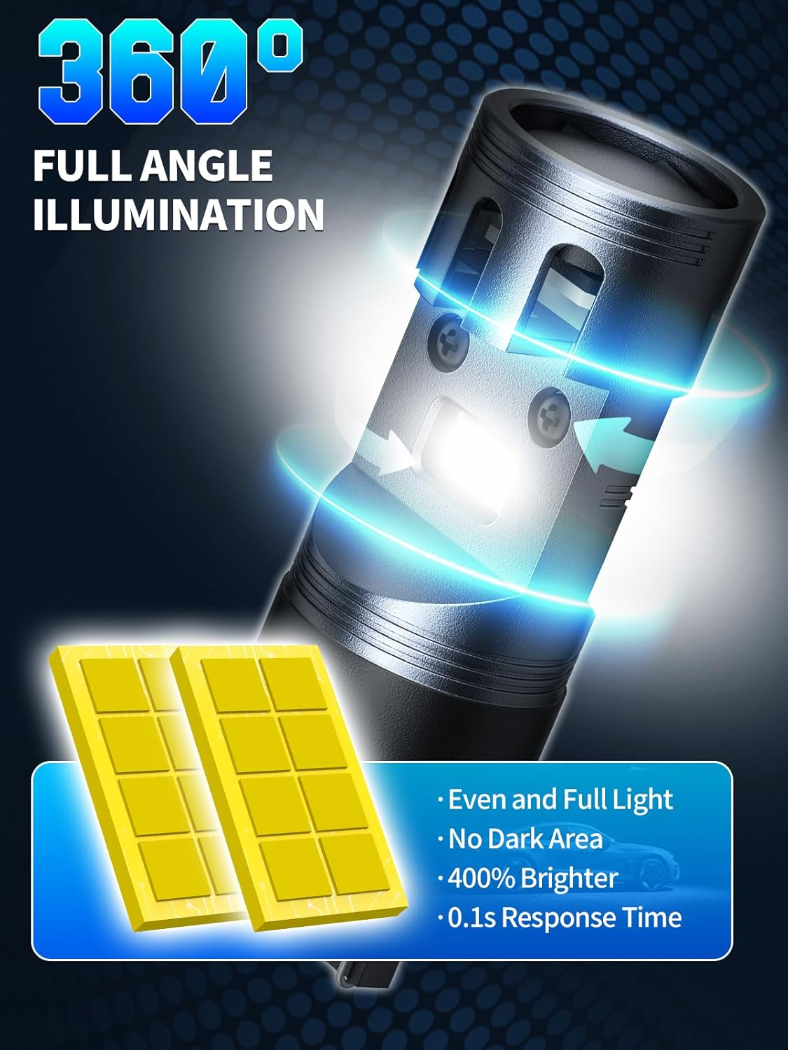 7440 LED Bulbs 2-Pack - 7443 7441 7444 992 W21W Super Bright White for Brake, Turn Signal, Reverse & DRL | Multi-Function Automotive Lighting