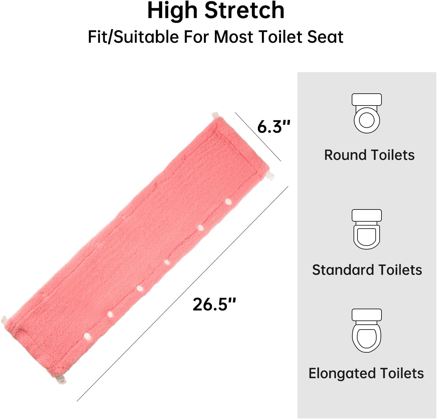 Soft Toilet Seat Cover - Thickened Washable Bathroom Seat Cushion with Snaps | Warm Stretchable Fiber Cloth for Standard Toilets