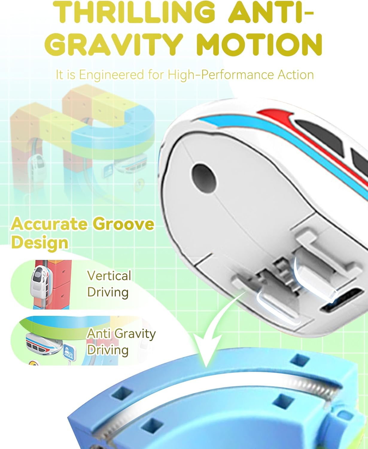 Electric Train Set with Flexible Race Track - Gravity-Defying 3D Layouts Motorized Car - STEM Learning Toy for Kids Ages 6+