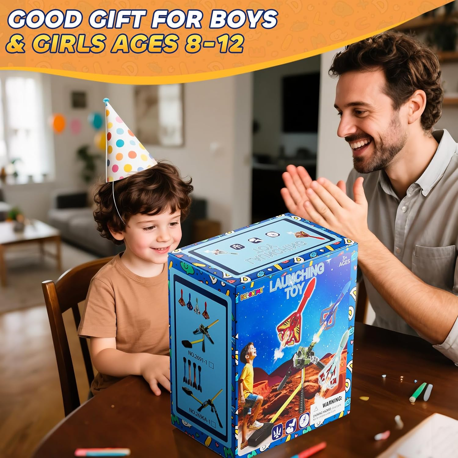 Rocket Launcher for Kids with 4 LED Airplane Rockets - Outdoor Toy Tank Launcher for Toddlers Ages 2-8 - Birthday Gift for Boys Girls