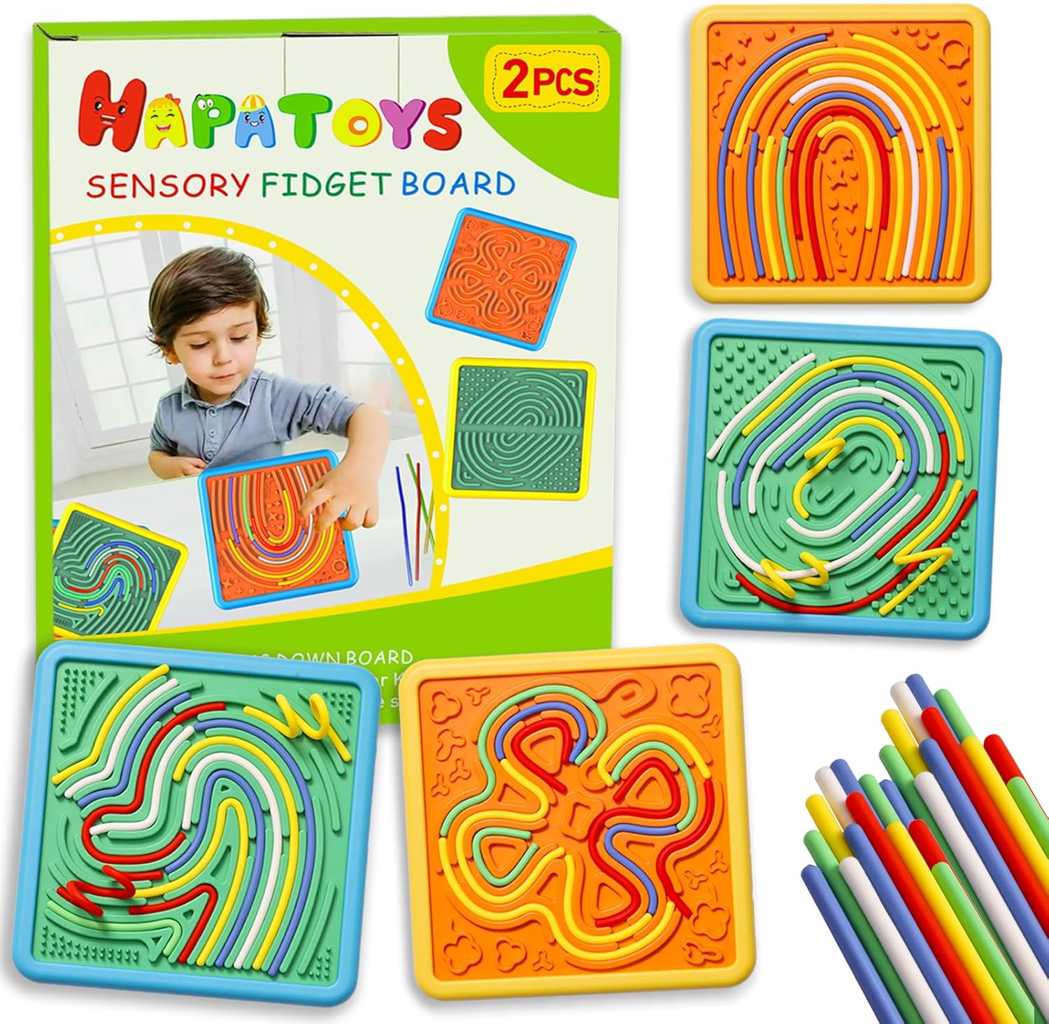 Sensory Activity Board for Kids & Adults - Double-Sided Fidget Board with 40 Strings for Stress Relief & ADHD