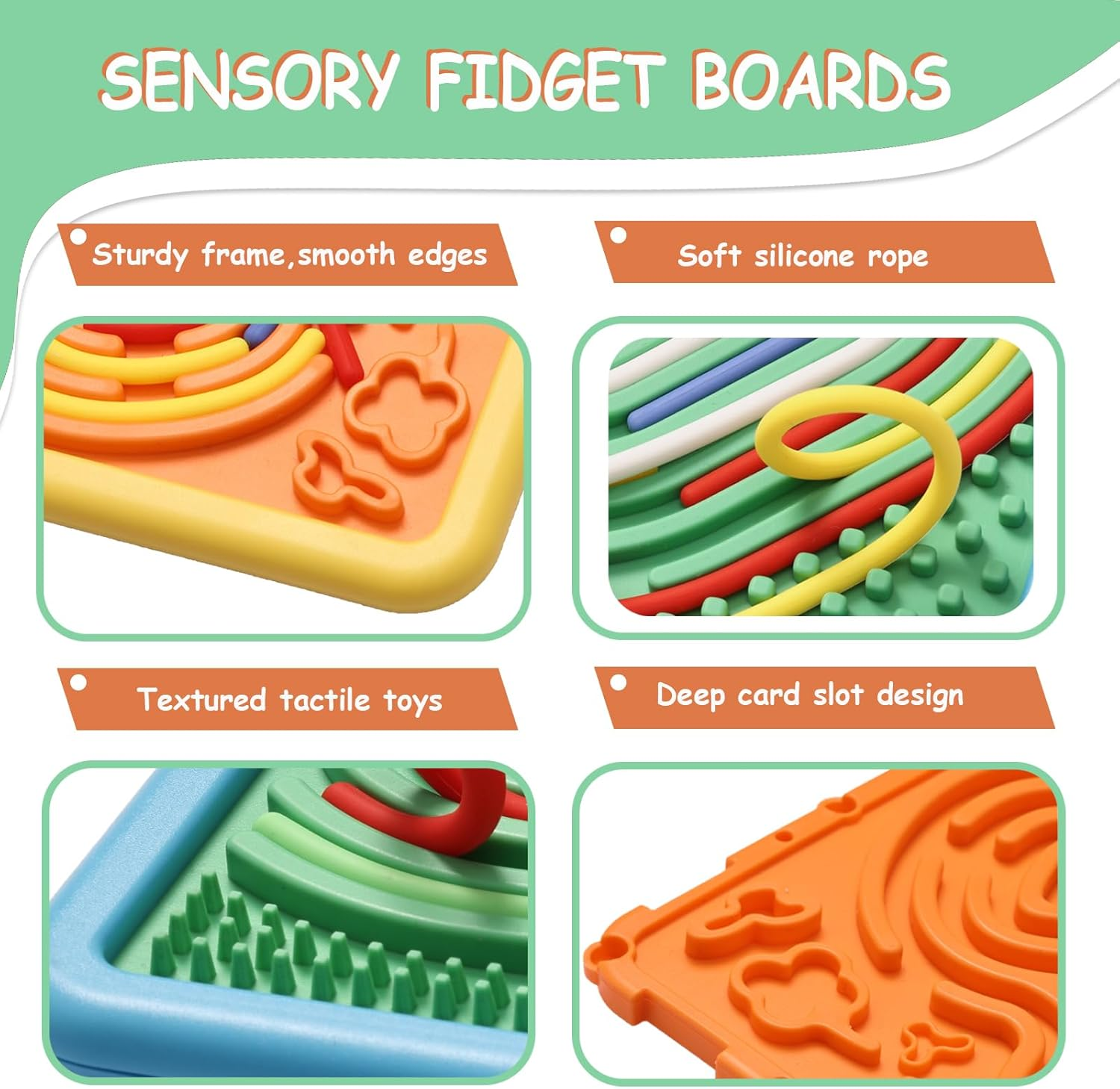 Sensory Activity Board for Kids & Adults - Double-Sided Fidget Board with 40 Strings for Stress Relief & ADHD
