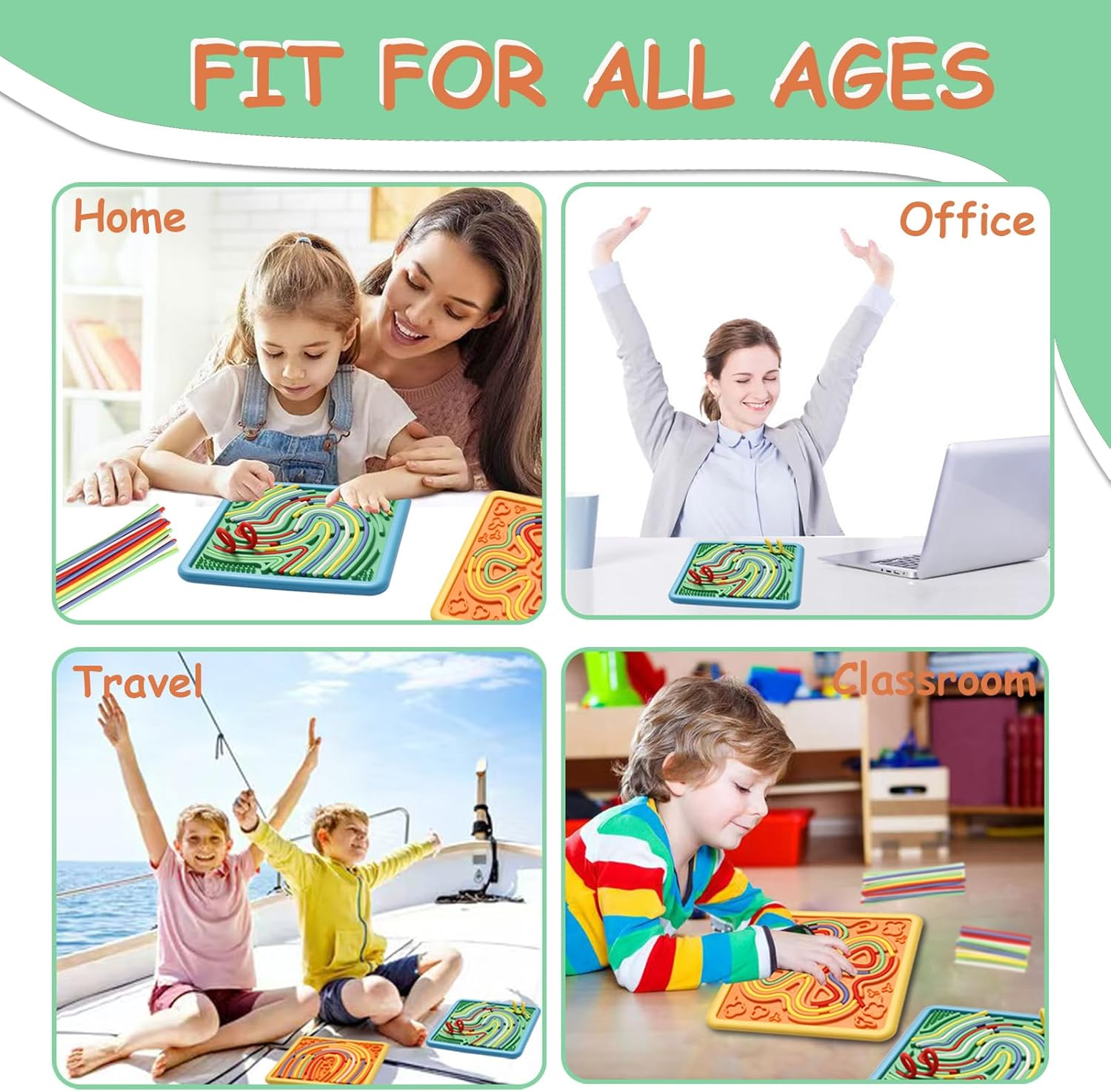 Sensory Activity Board for Kids & Adults - Double-Sided Fidget Board with 40 Strings for Stress Relief & ADHD