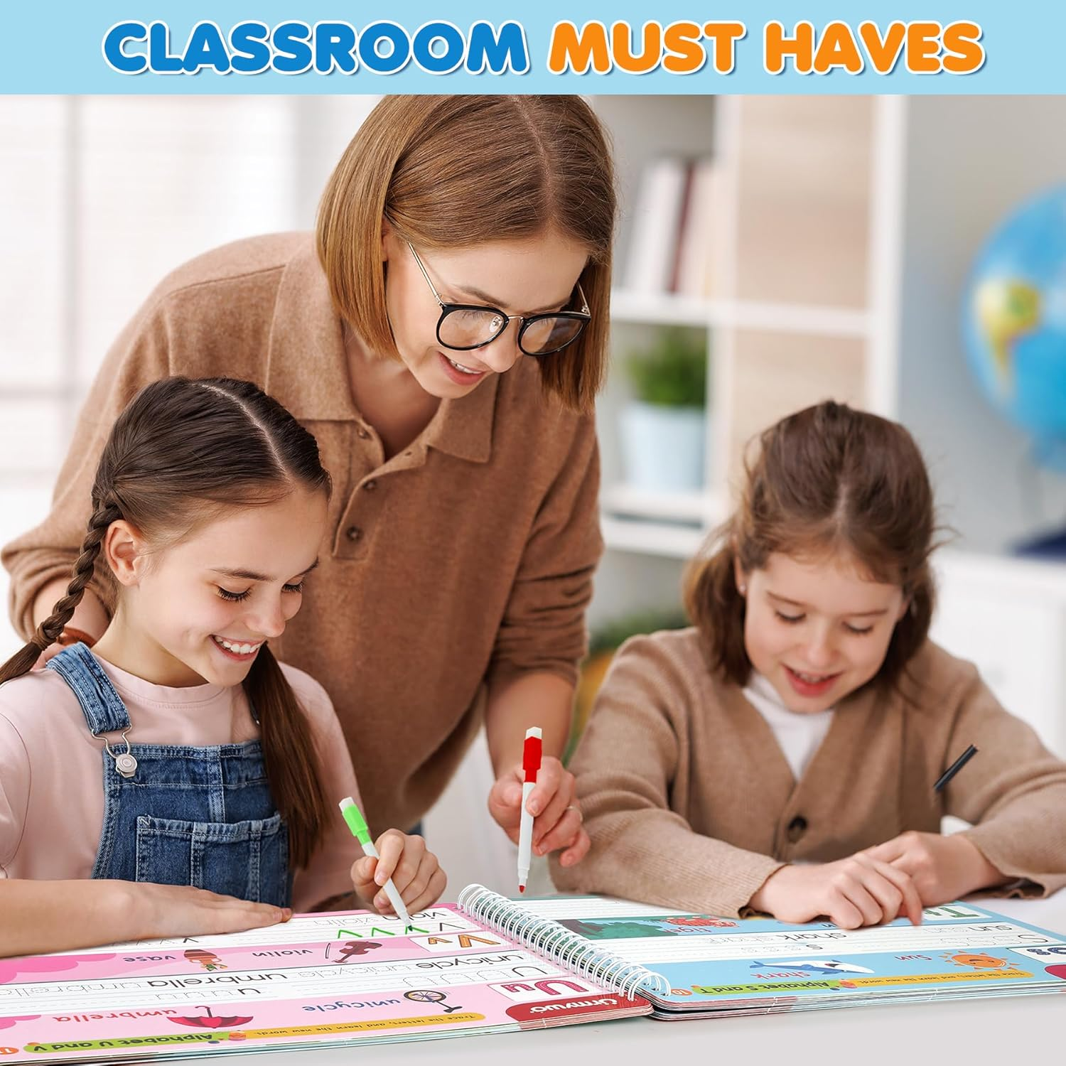 Preschool Learning Activities Workbooks - Montessori Alphabet & Handwriting Practice for Ages 2-5