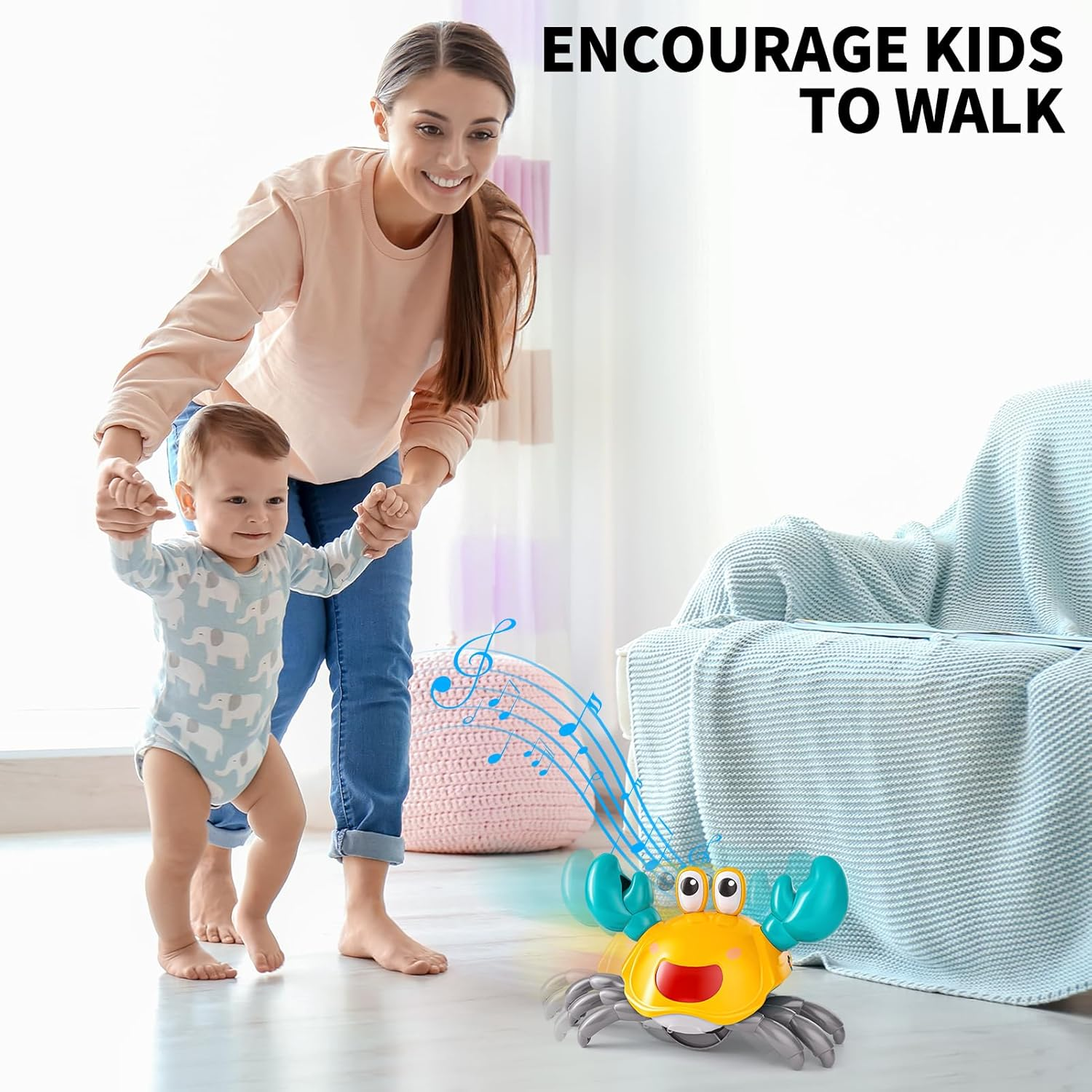Crawling Crab Toy for 36-48 Months Baby Toys - Sensory Walking Musical Toys, Infant Toys 36 Months, Walking Dancing Moving Crab with Obstacle