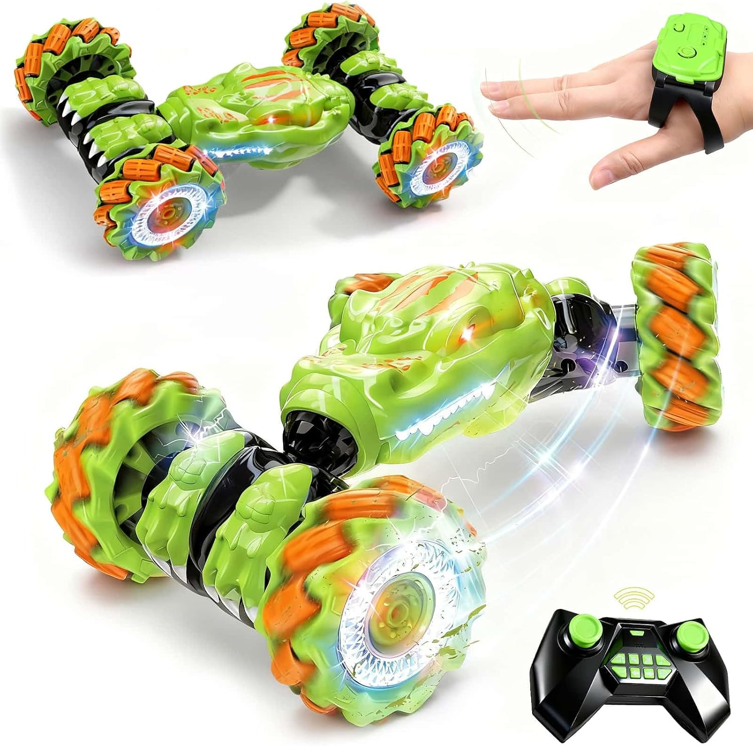 Gesture Sensing RC Stunt Car - 360° Rotating Remote Control Car for Kids Ages 6-14 with Hand Control & LED Lights