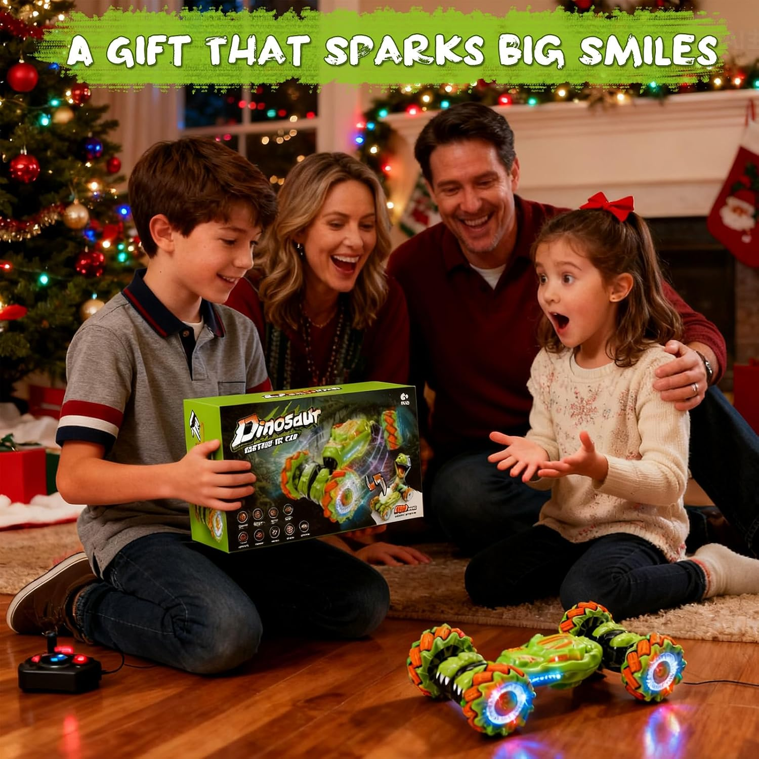 Gesture Sensing RC Stunt Car - 360° Rotating Remote Control Car for Kids Ages 6-14 with Hand Control & LED Lights