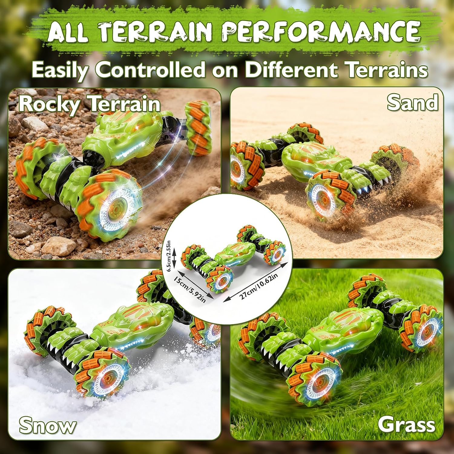 Gesture Sensing RC Stunt Car - 360° Rotating Remote Control Car for Kids Ages 6-14 with Hand Control & LED Lights