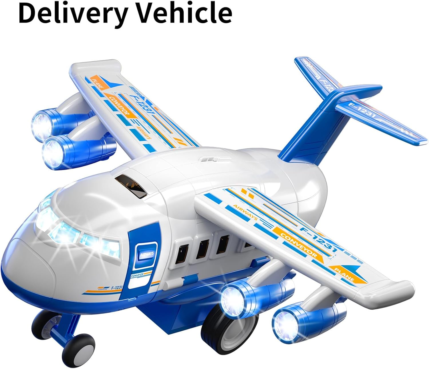 Kids Airplane Car Toys Race Tracks - Transport Airplane Adventures Playset with 8 City Cars & Garage Parking Lot Playmat for Boys & Girls Ages 2-6