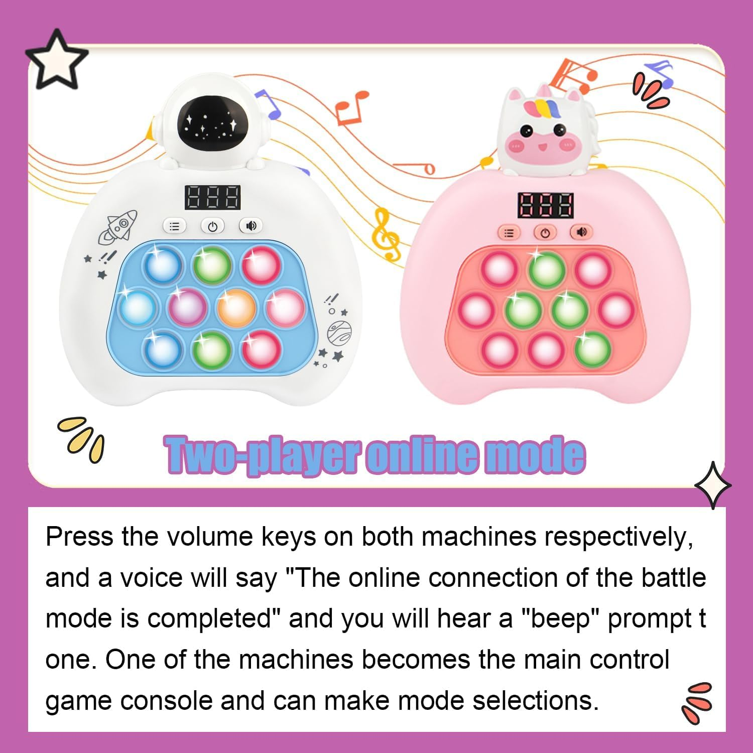 Fast Push Pop Fidget Toy - Handheld LED Puzzle Game for Kids Ages 3-12 | Multiplayer Sensory Battle Game for Boys & Girls