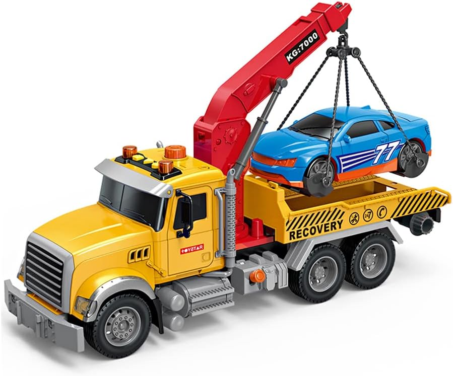 Rescue Tow Truck Toy Large 1/18 Scale - 15" Die-Cast Vehicle for Kids Ages 4+ | Realistic Towing Mechanics & Durable Construction
